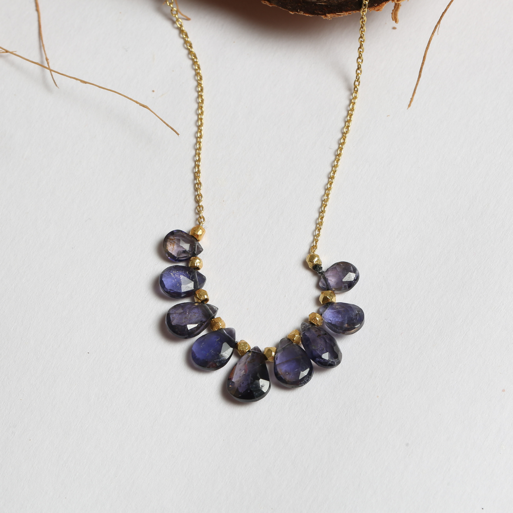Freilo Iolite 18K Gold Plated Silver 925 Necklace