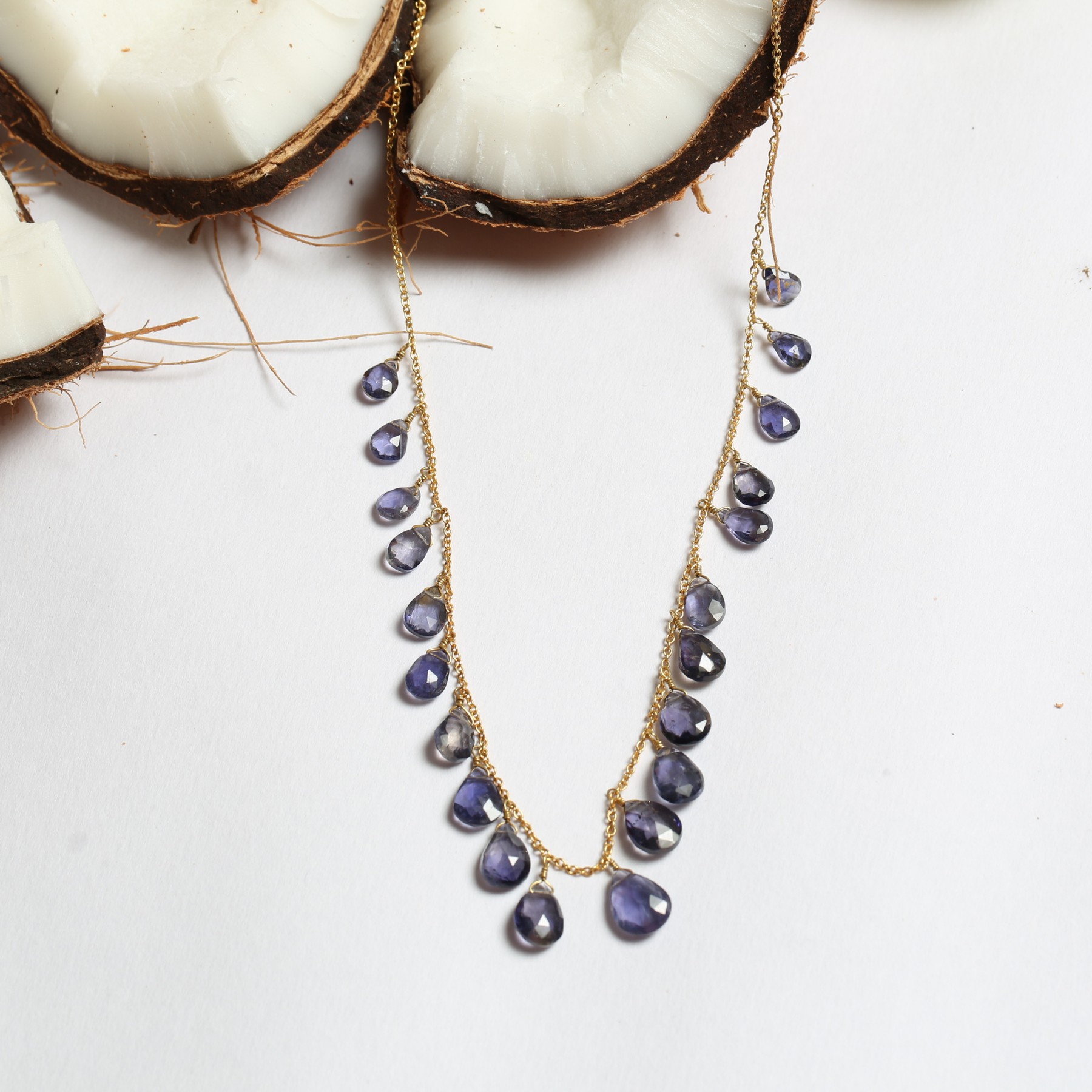 Skim Iolite 18K Gold Plated Silver 925 Necklace