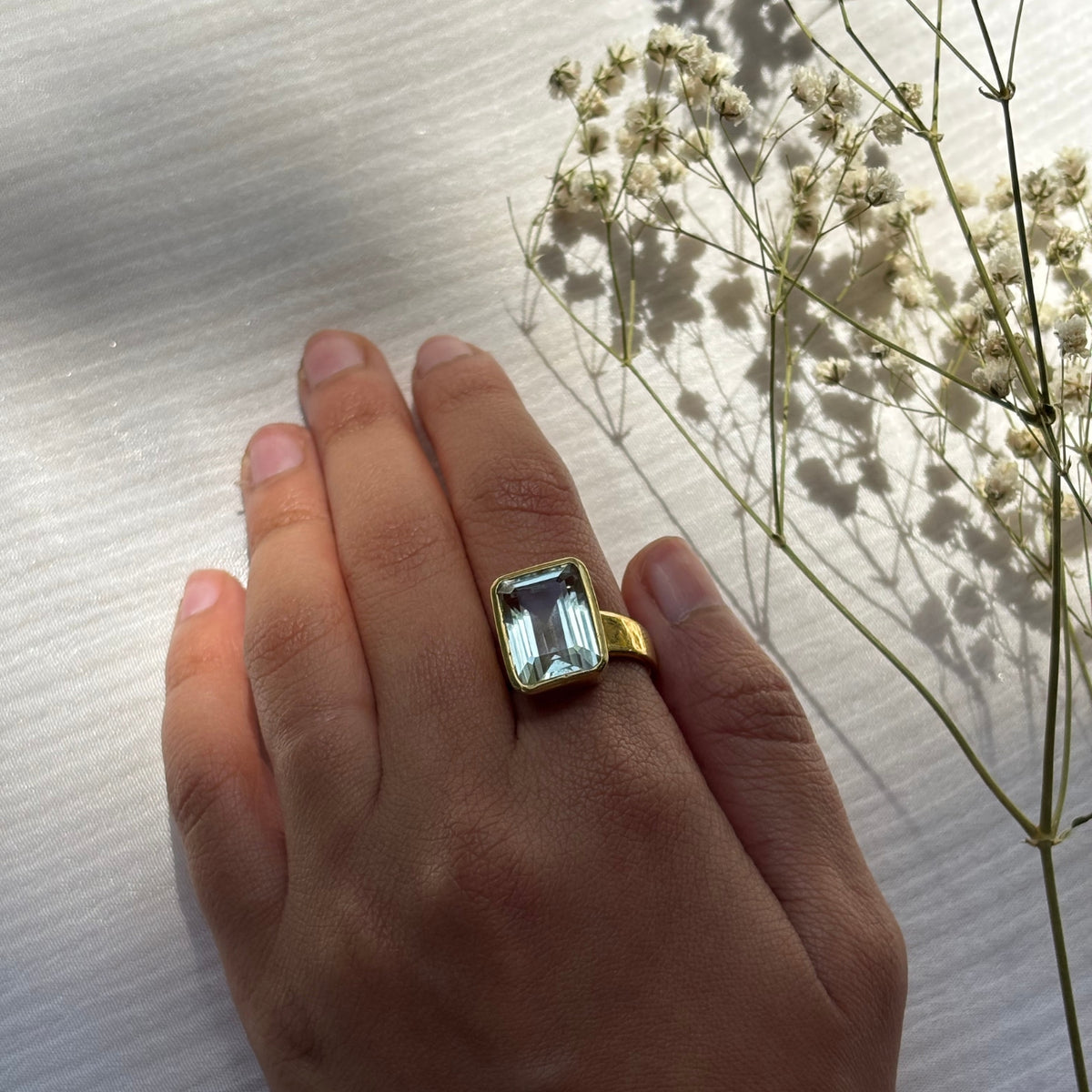 Mirae Aquamarine 18K Gold Plated Silver 925 Ring