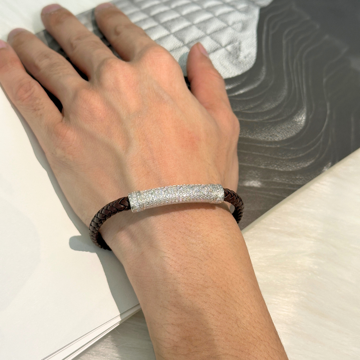 Zale Men's Zircon Silver 925 Bracelet