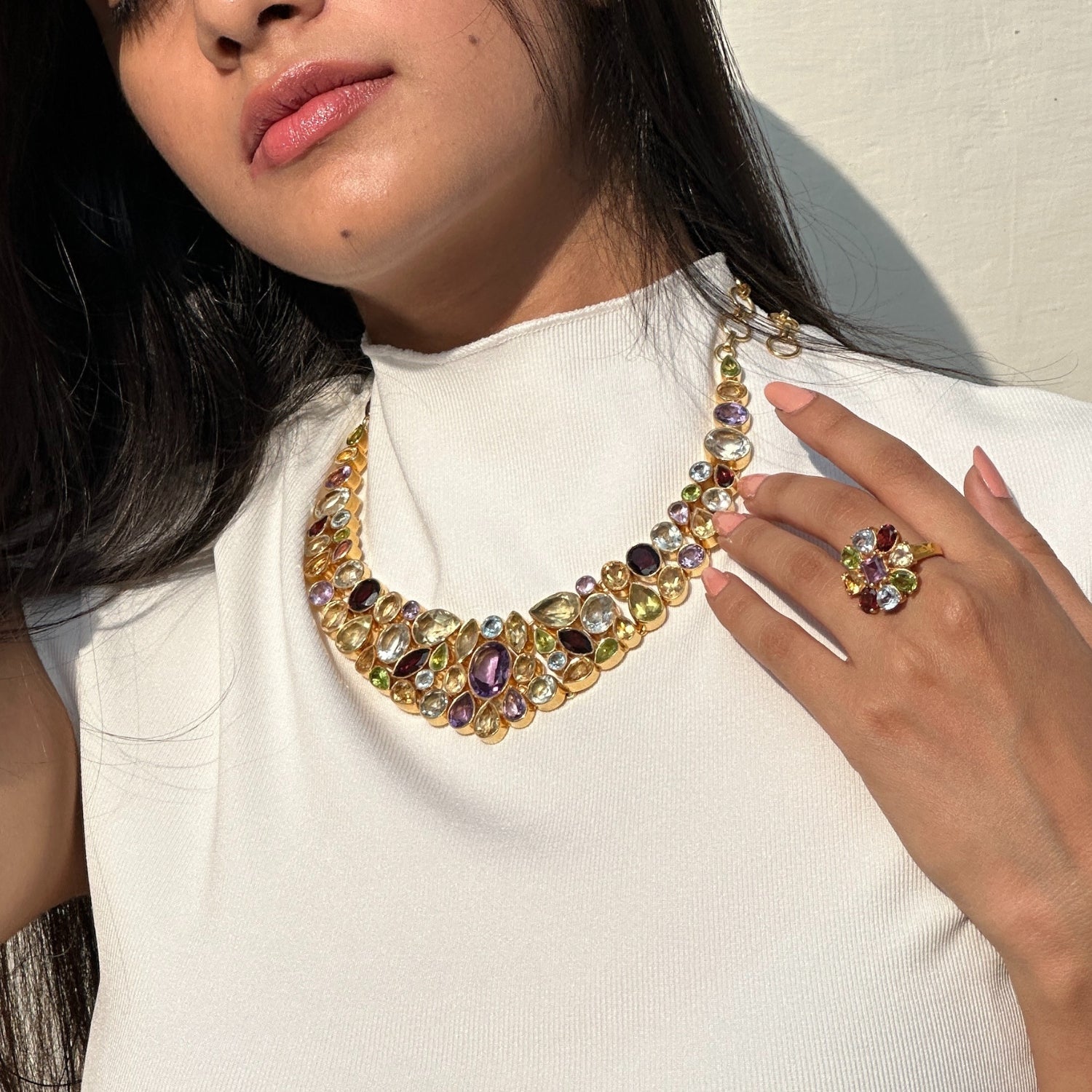 Elvia Colorstone 18K Gold Plated Silver Necklace