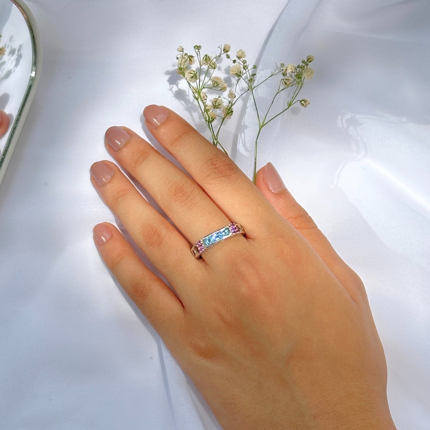 Velz Blue Topaz and Amethyst Silver 925 Ring