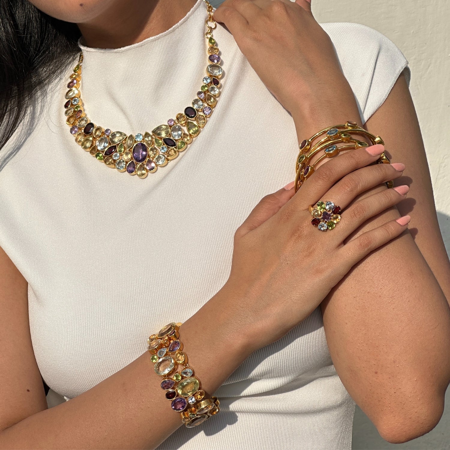 Elvia Colorstone 18K Gold Plated Silver Necklace