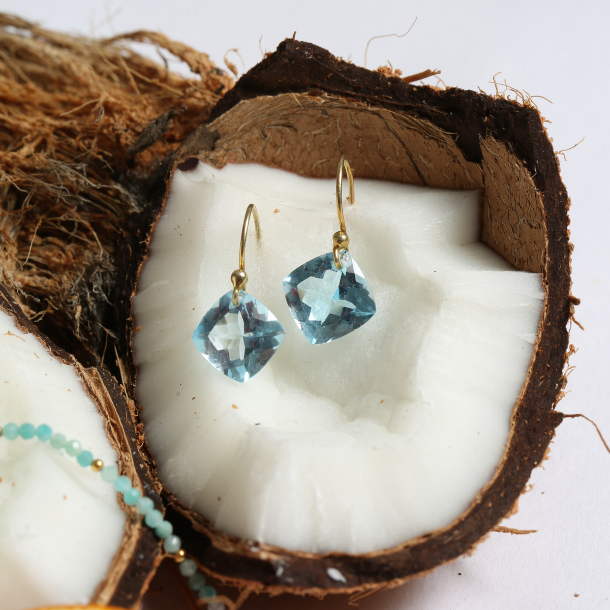 Tram Blue Topaz 18K Gold Plated Silver 925 Earrings