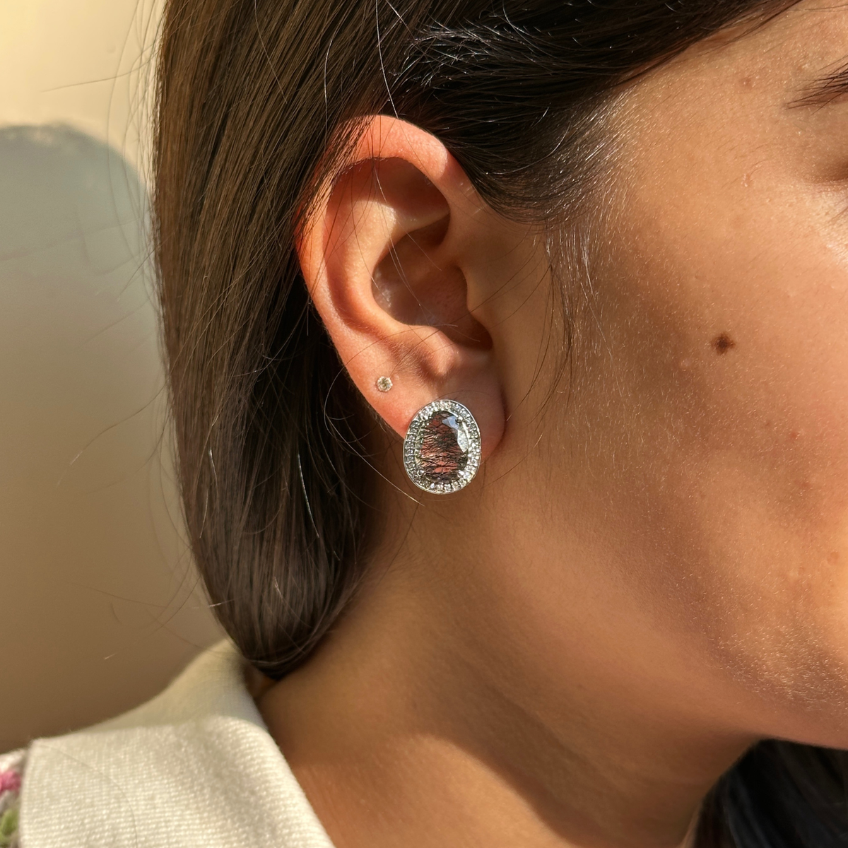 Luca Rutile Quartz Silver 925 Studs Earrings