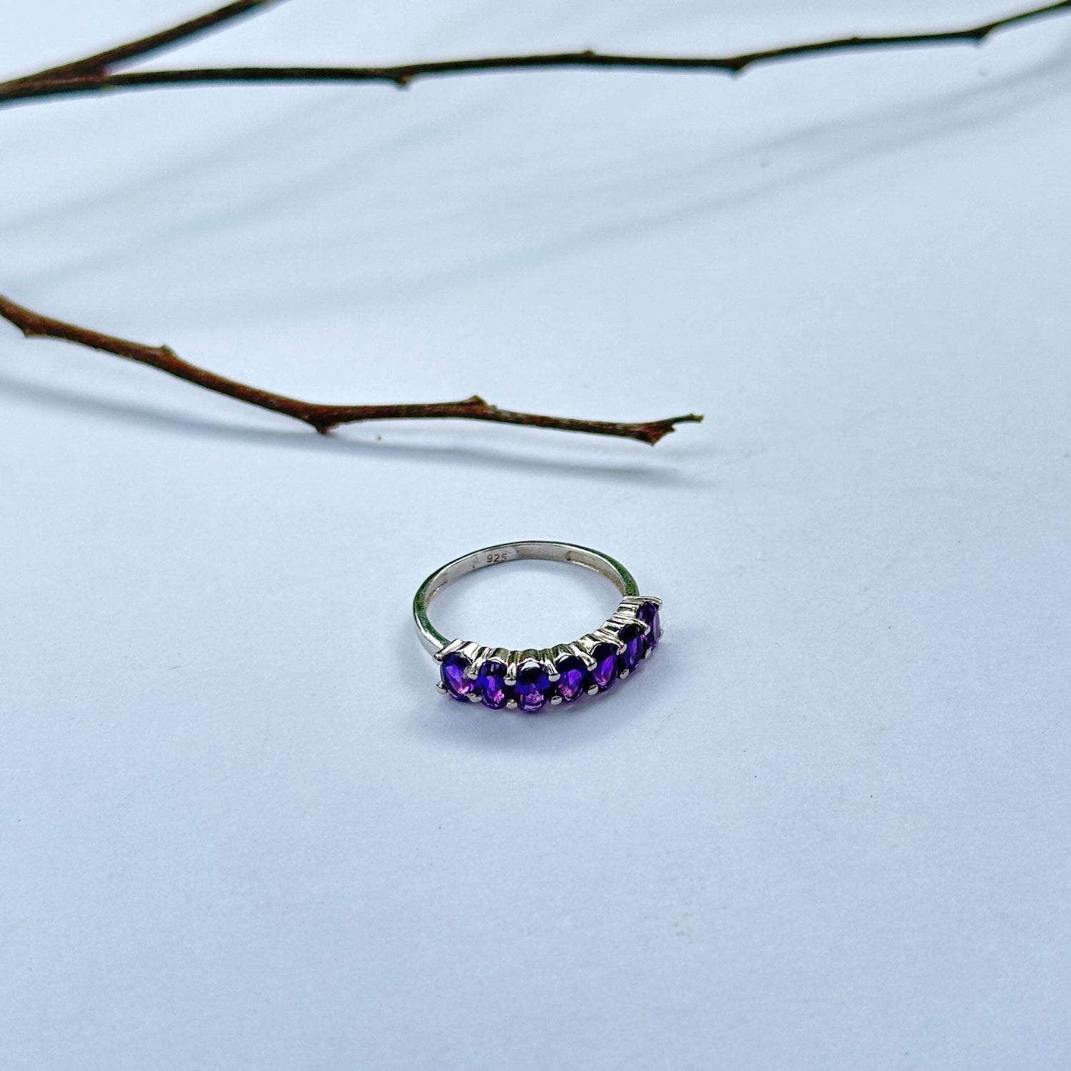 Turin Garnet & Amethyst Gemstone Silver 925 Ring