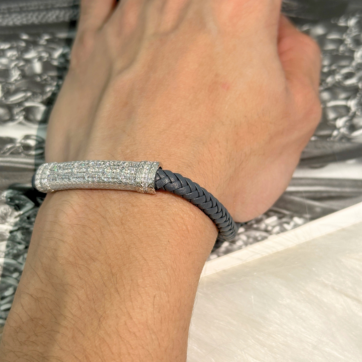 Zern Men's Zircon Silver 925 Bracelet