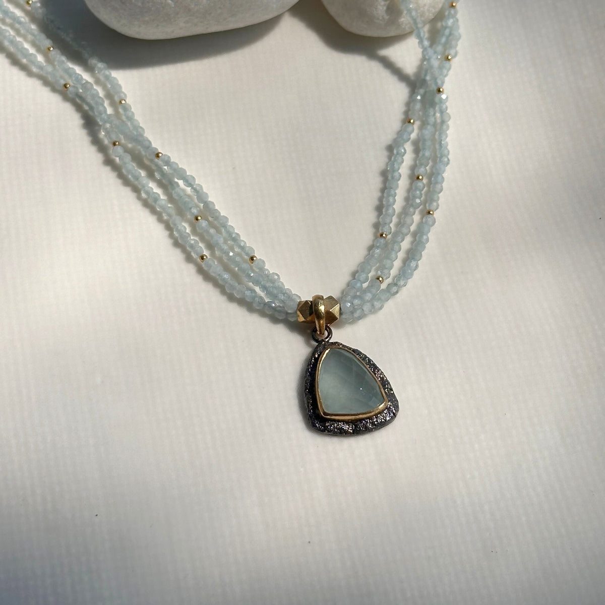 Zale Aquamarine 18K Gold Plated Silver 925 Necklace