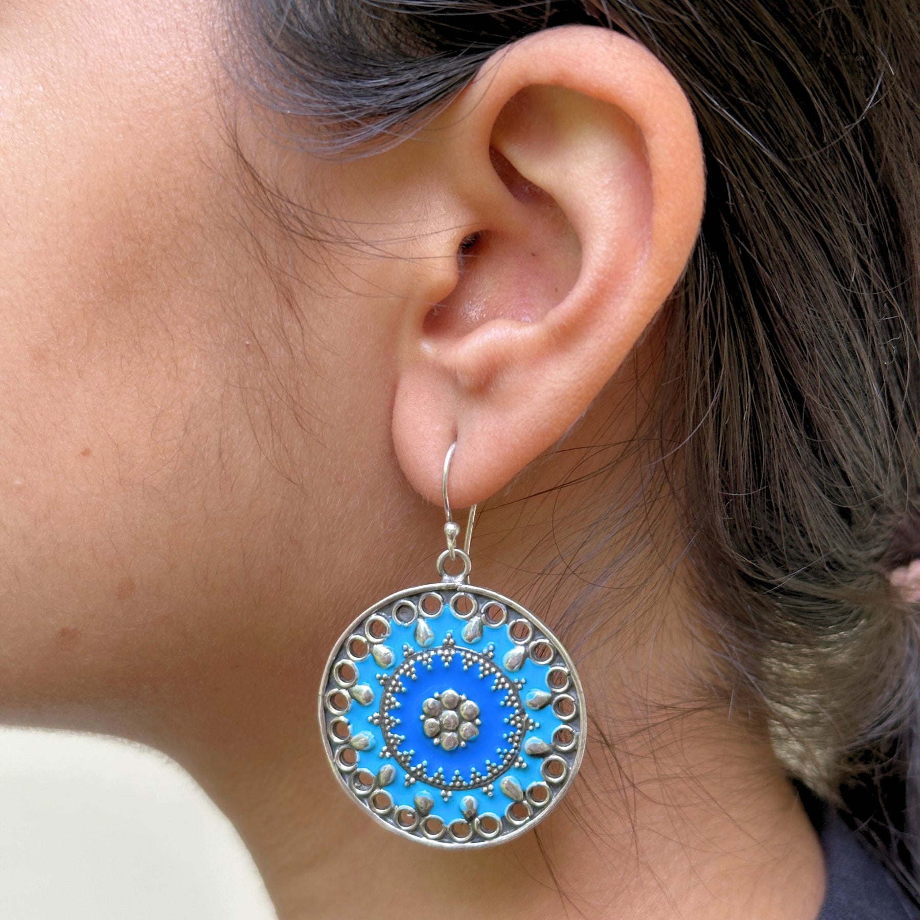 Vamsi Enamel Silver 925 Earrings