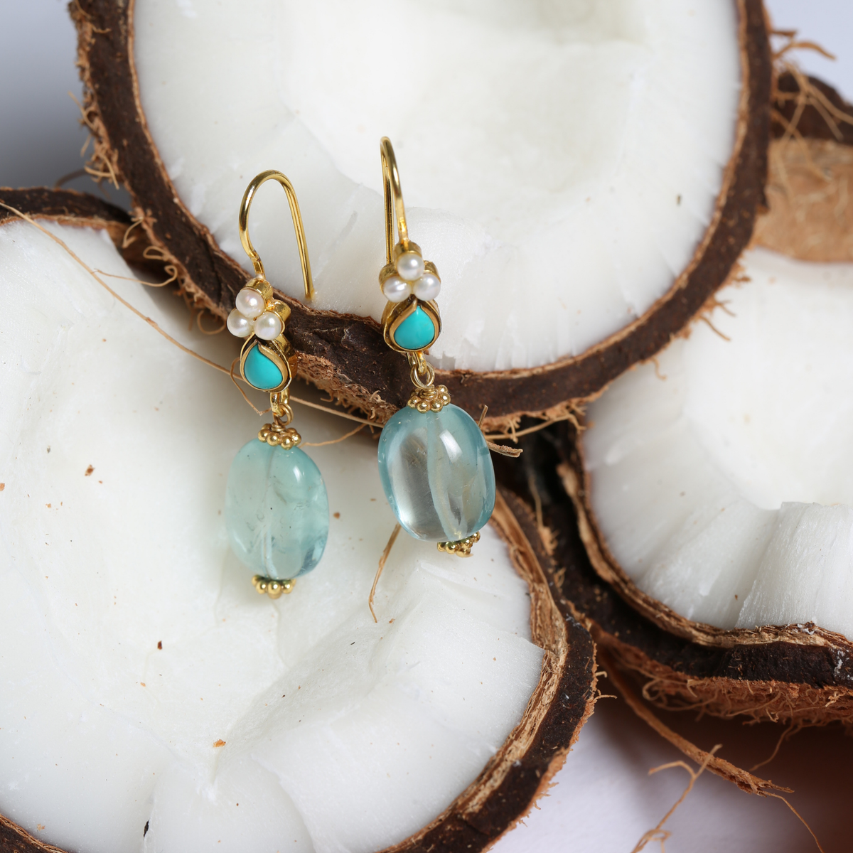 Tuna Colorstone 18K Gold Plated Silver 925 Earrings