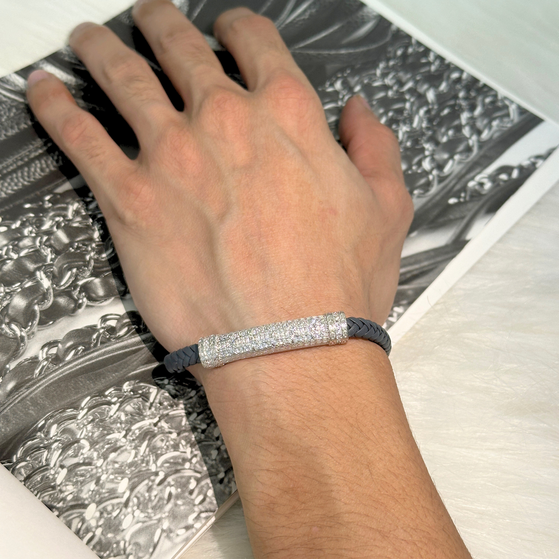 Zern Men's Zircon Silver 925 Bracelet