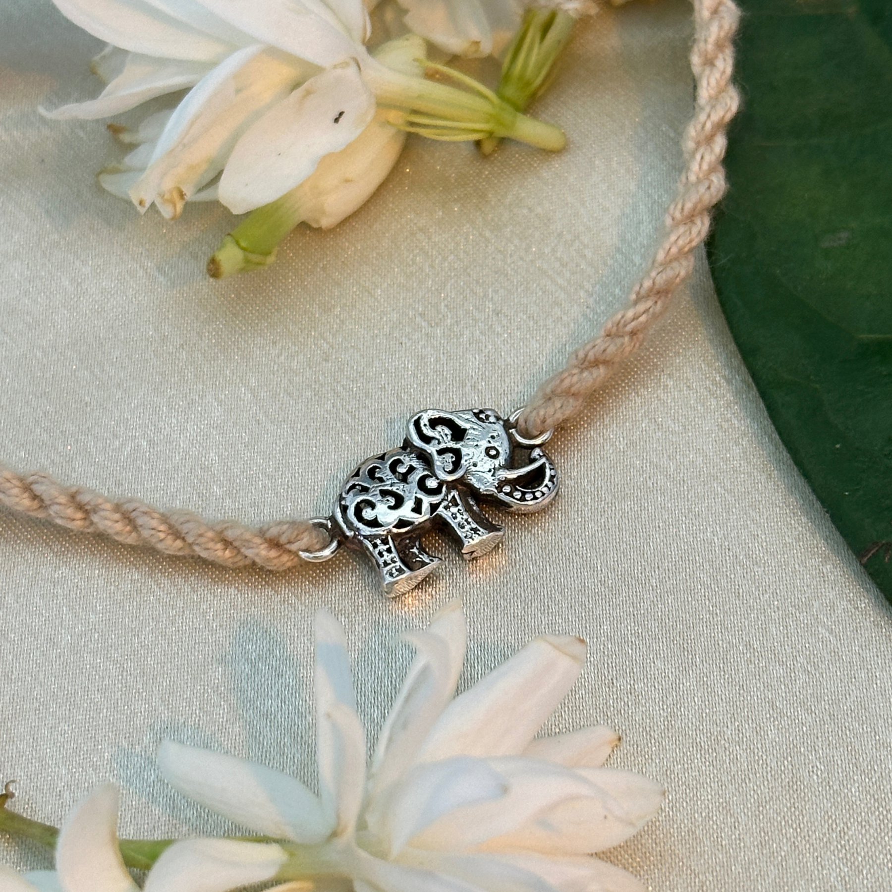 Elephant Silver Bracelet Rakhi
