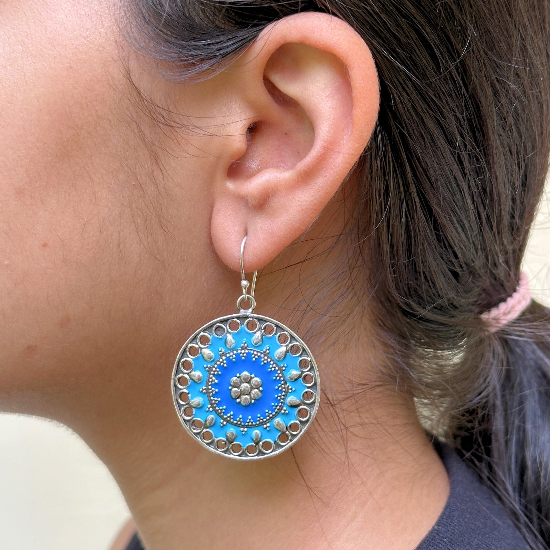 Vamsi Enamel Silver 925 Earrings