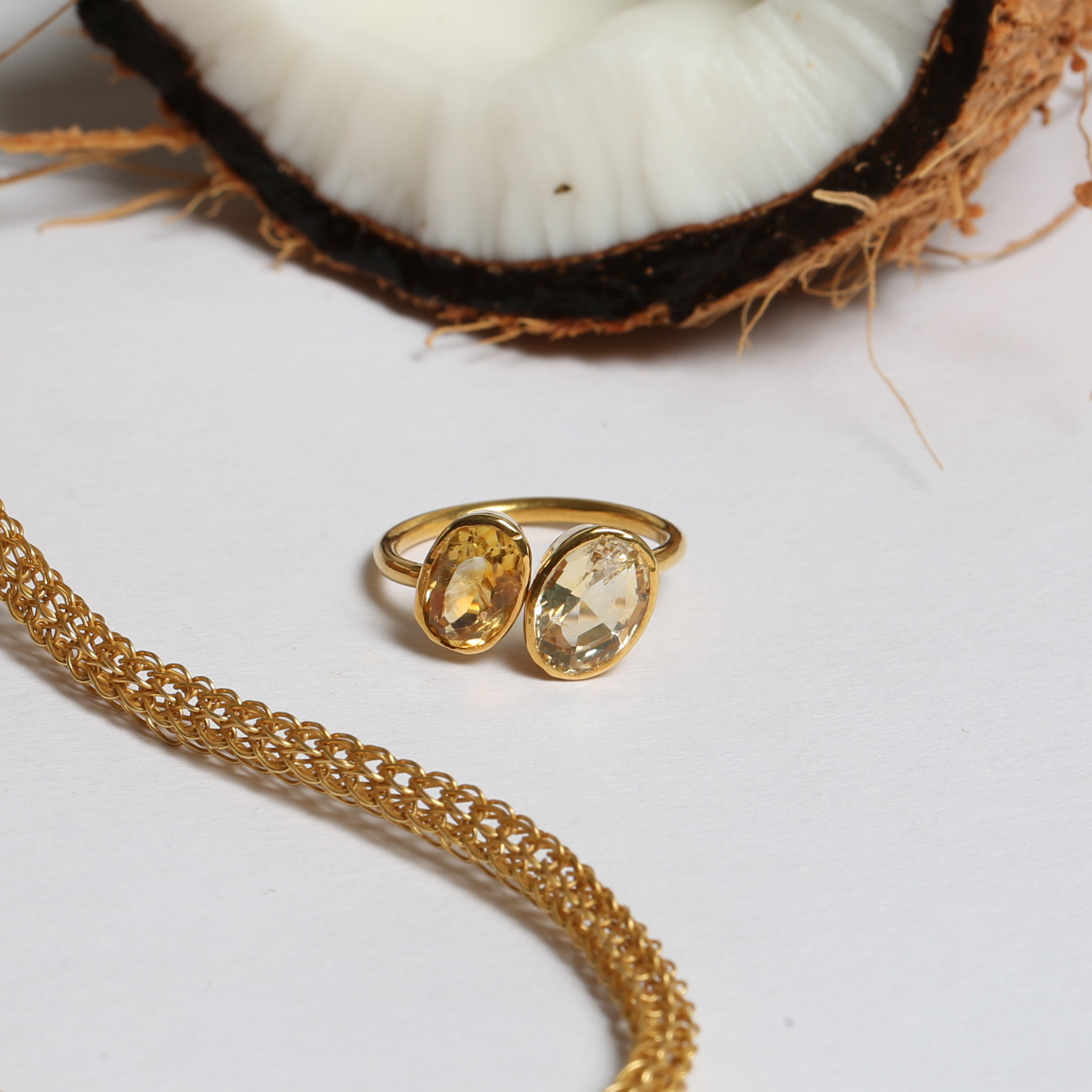 Sable Citrine Gold Plated Silver 925 Ring