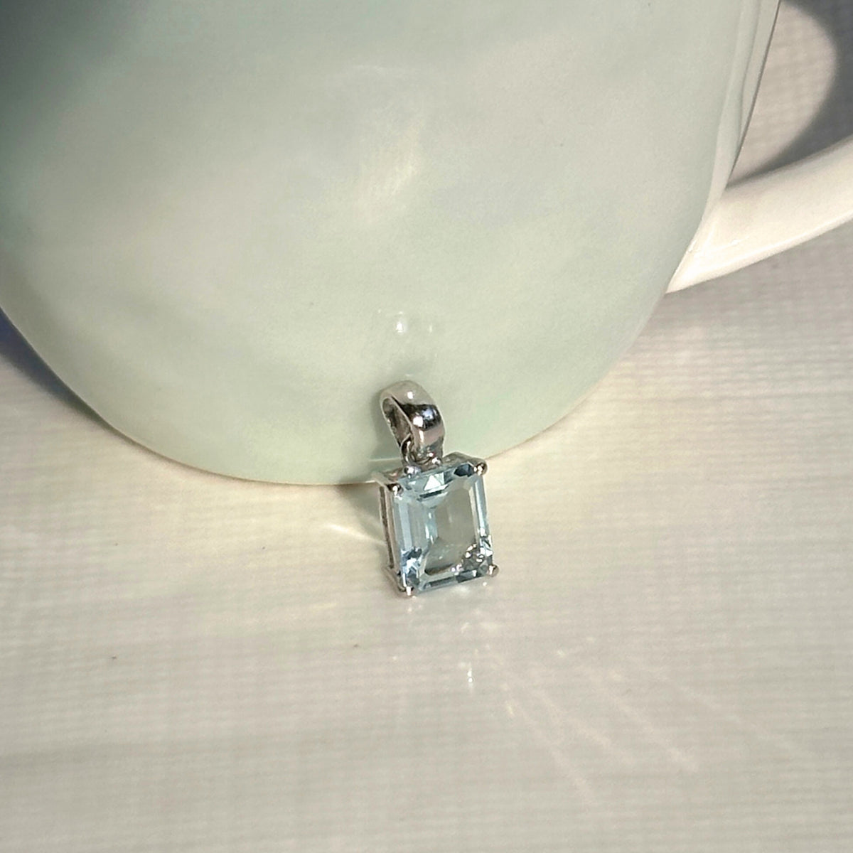 Rectangle Aquamarine 925 Silver Pendant