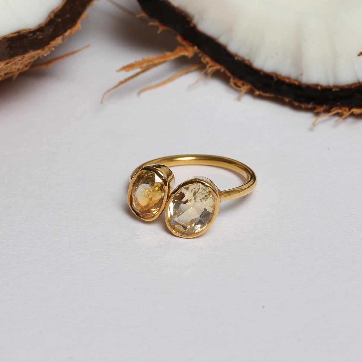 Sable Citrine Gold Plated Silver 925 Ring