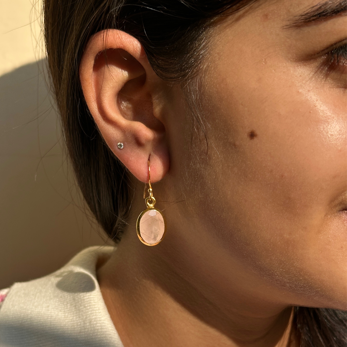 Rory Rose Quartz 18k Gold Plated Silver 925 Earrings