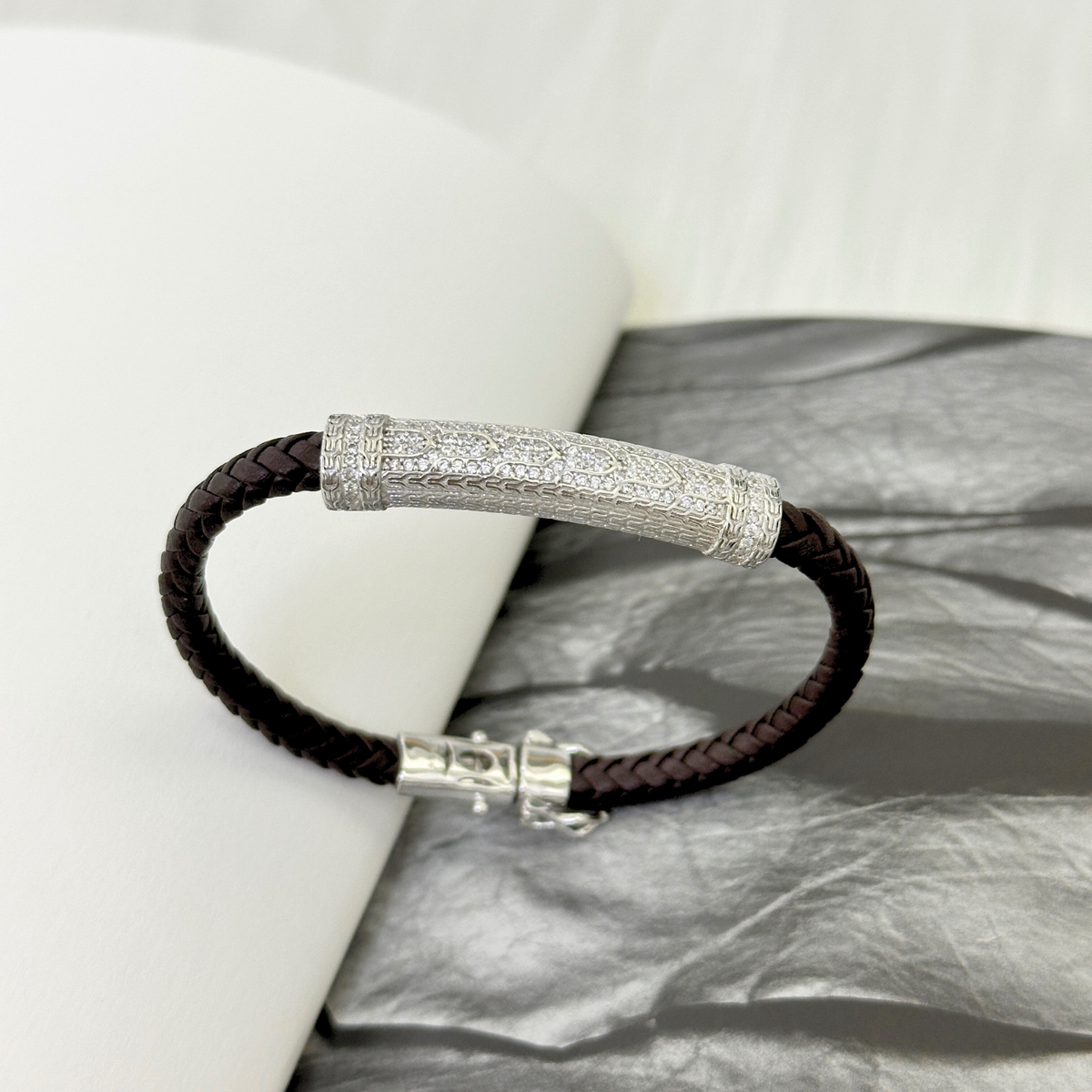 Zale Men's Zircon Silver 925 Bracelet