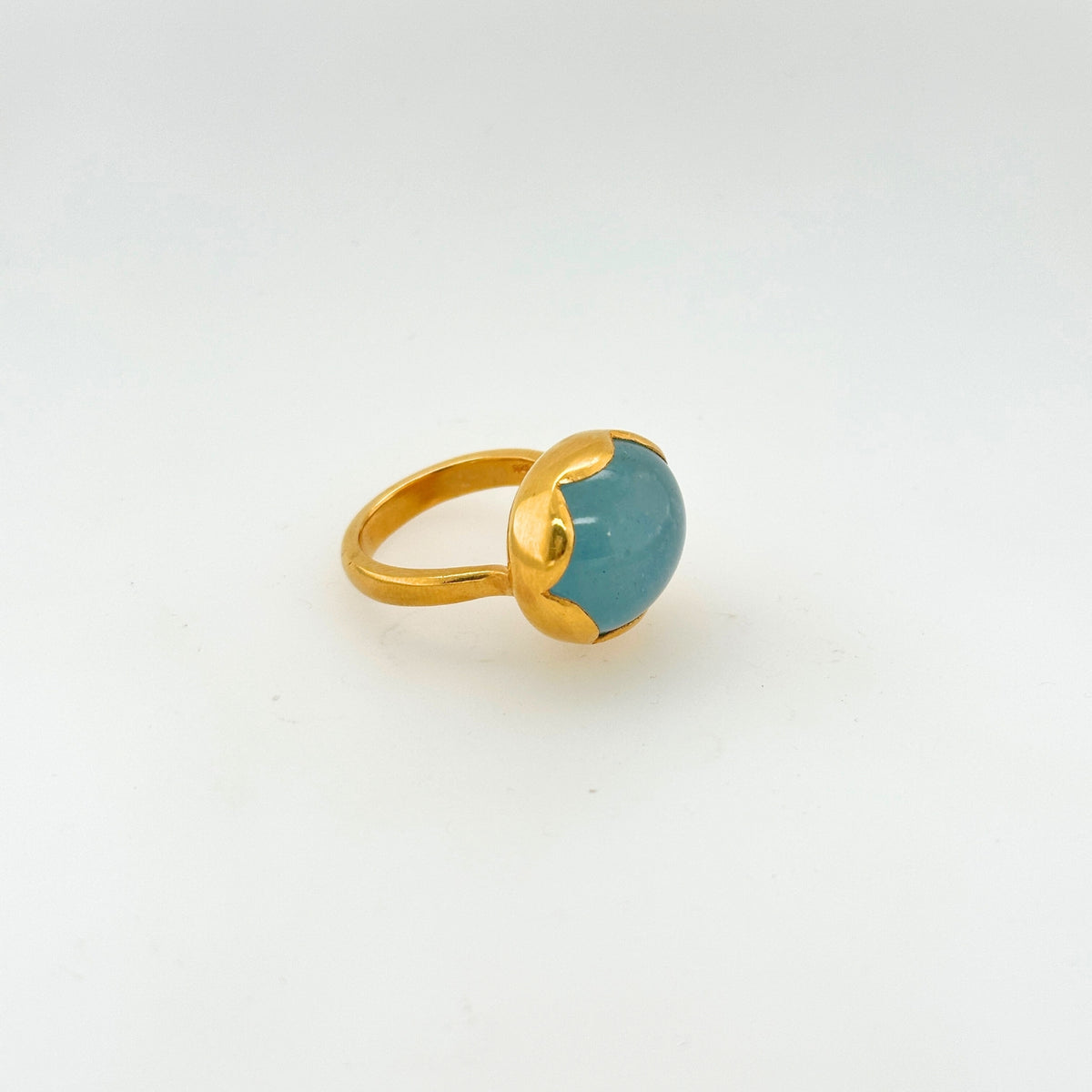 Chunky Aquamarine Gold Plated Silver 925 Ring