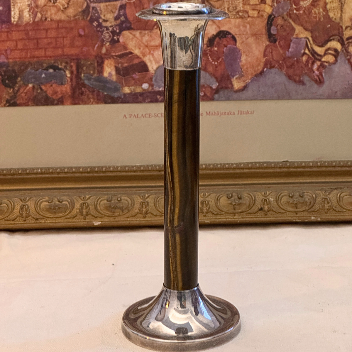 Advika Tiger Eye Silver 925 Candle Stand
