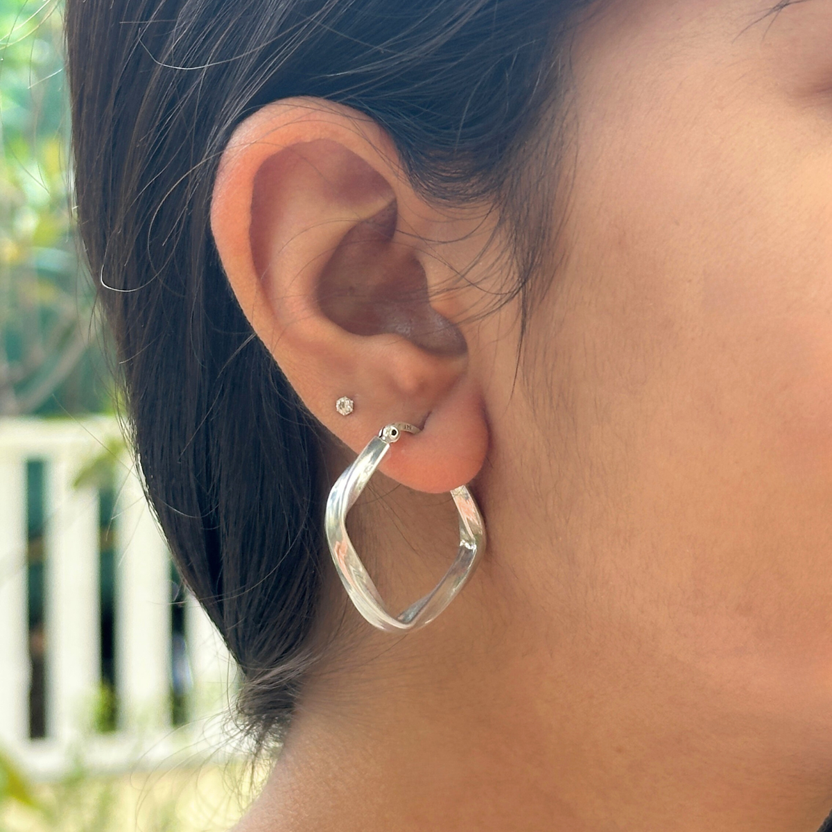 Flare Silver Hoop Earings