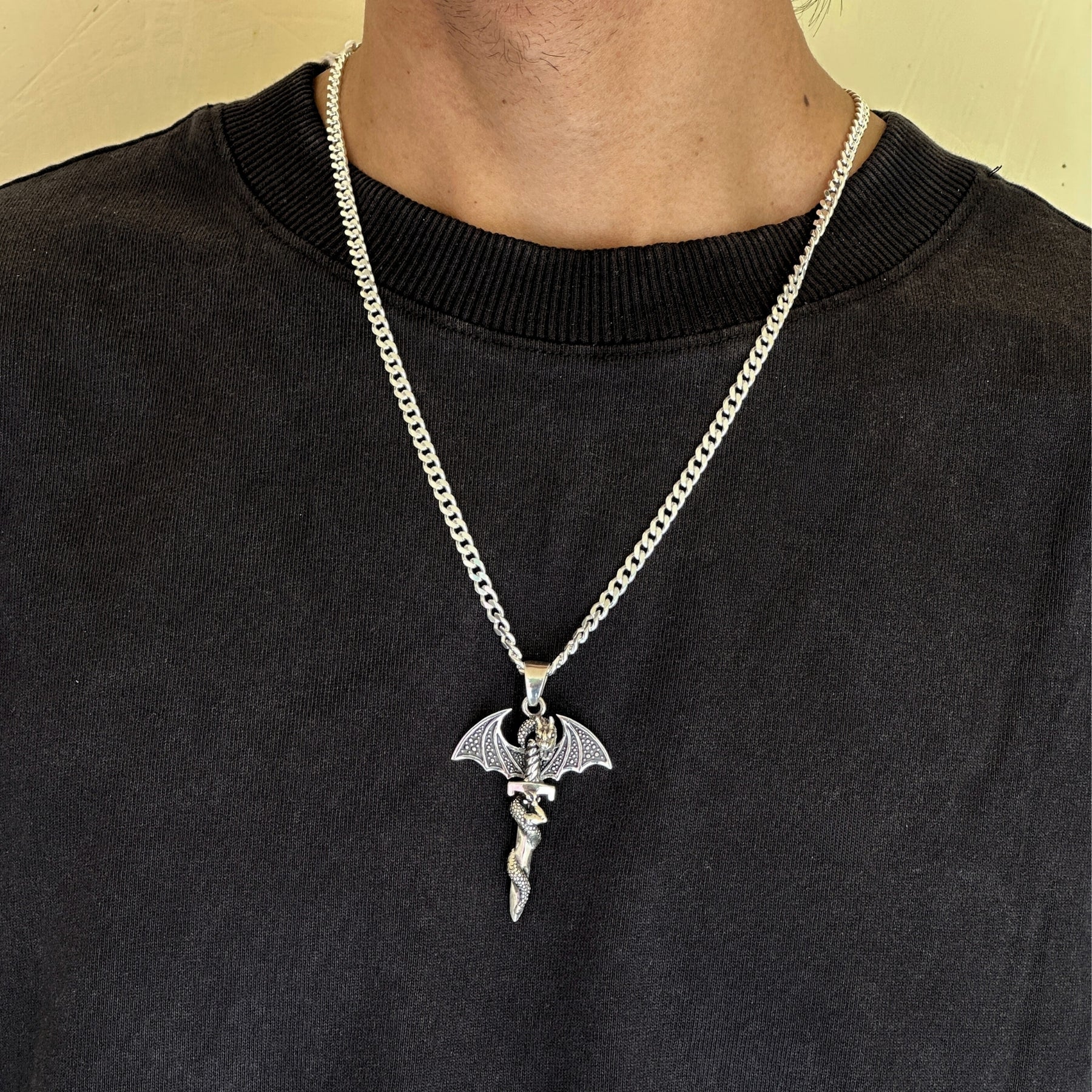 Fiesty Dragon Silver 925 Men's Pendant