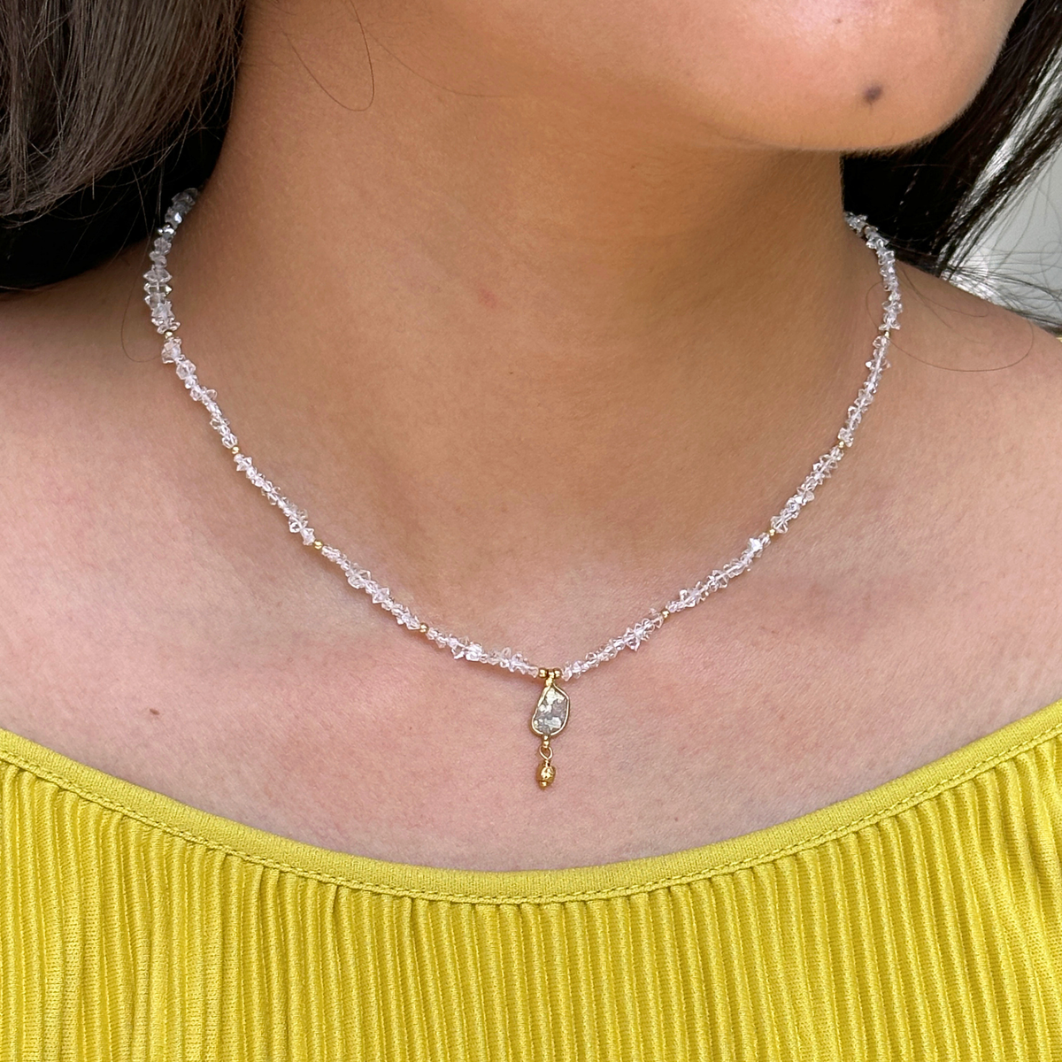 Kirae Crystal Quartz Gold Plated Silver 925 Necklace