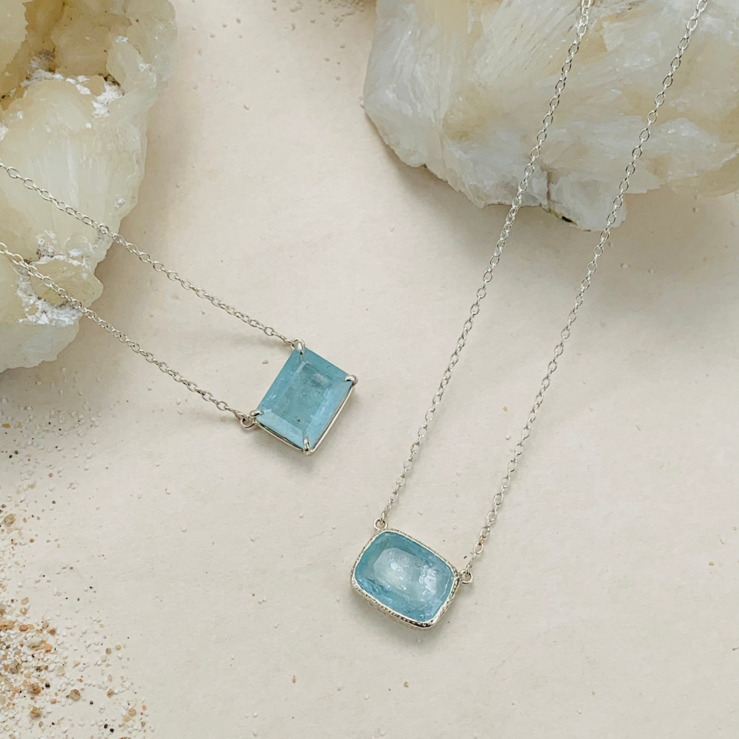 Alda Aquamarine Silver Necklace