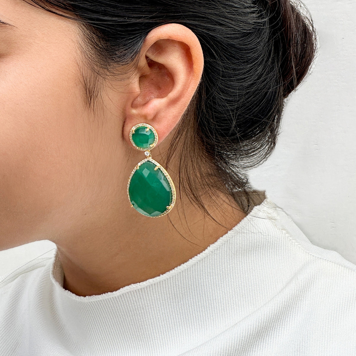 Kahaan Green Onyx Silver 925 Earrings