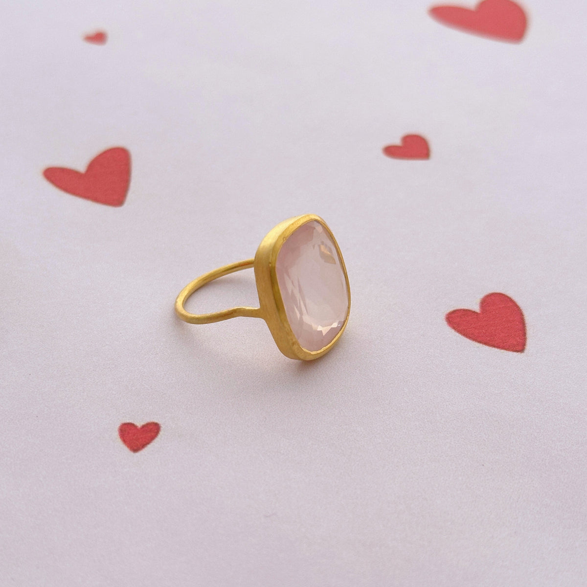 Stan Rose Quartz Gold Plated Silver 925 Love Ring