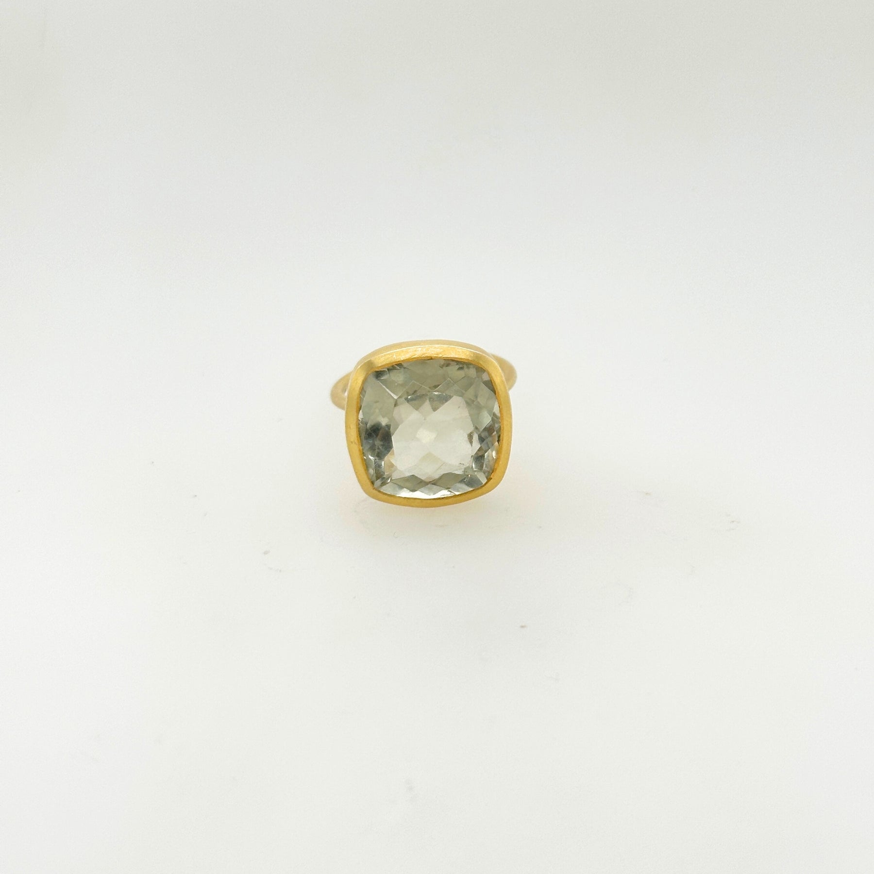 Quasar Green Amethyst Gold Plated Silver Ring