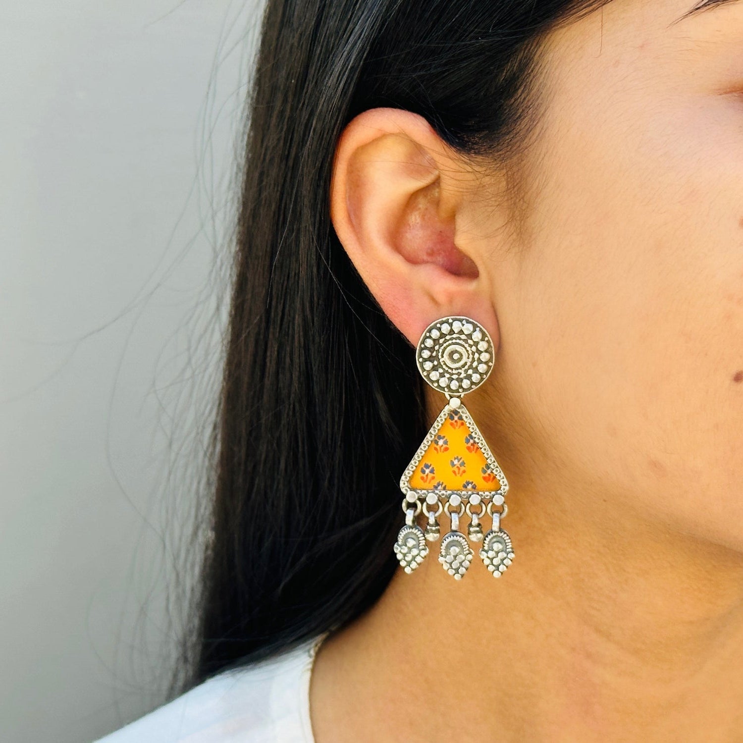 Hiral Hand Silver 925 Painted Earrings