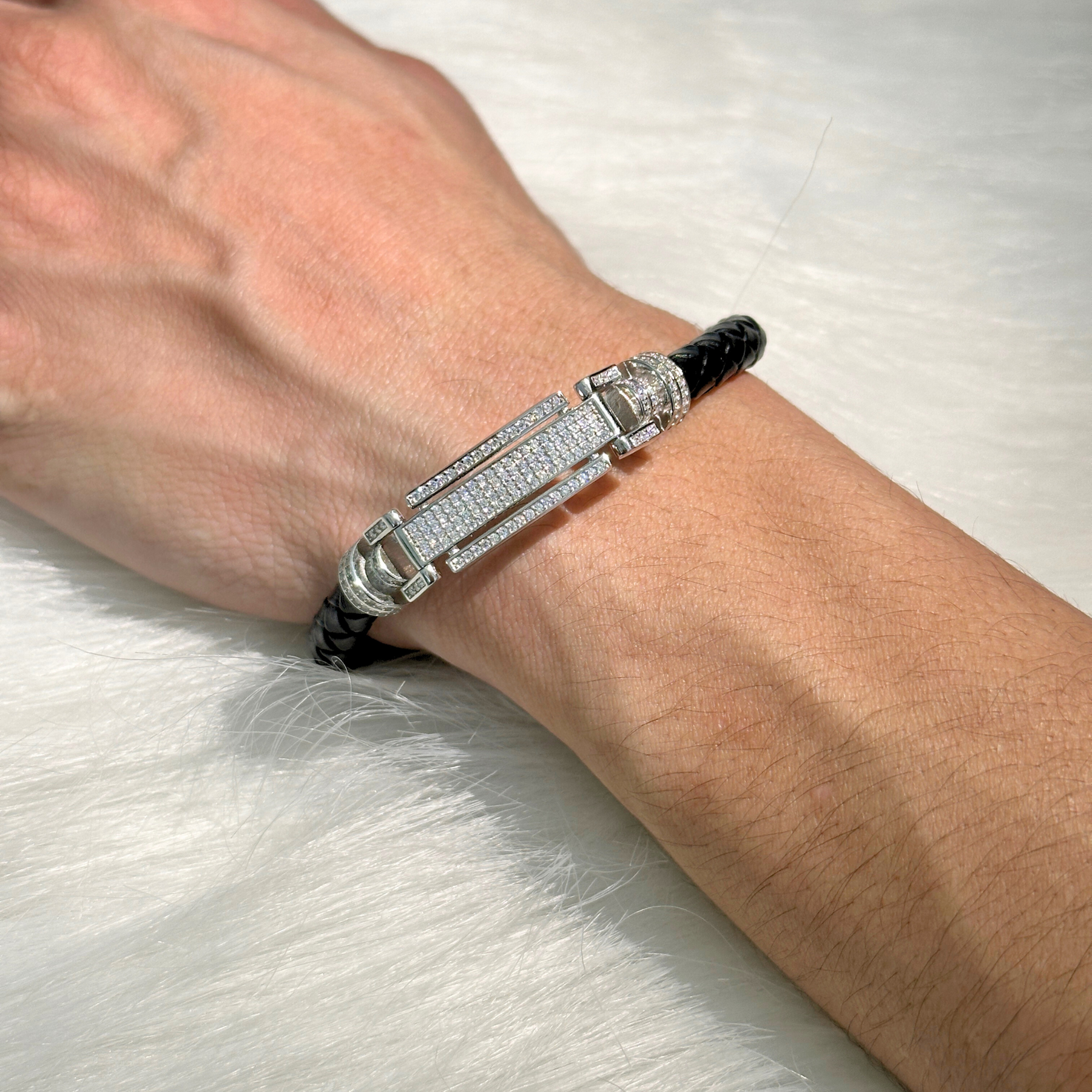 Bron Men's Zircon Silver 925 Bracelet
