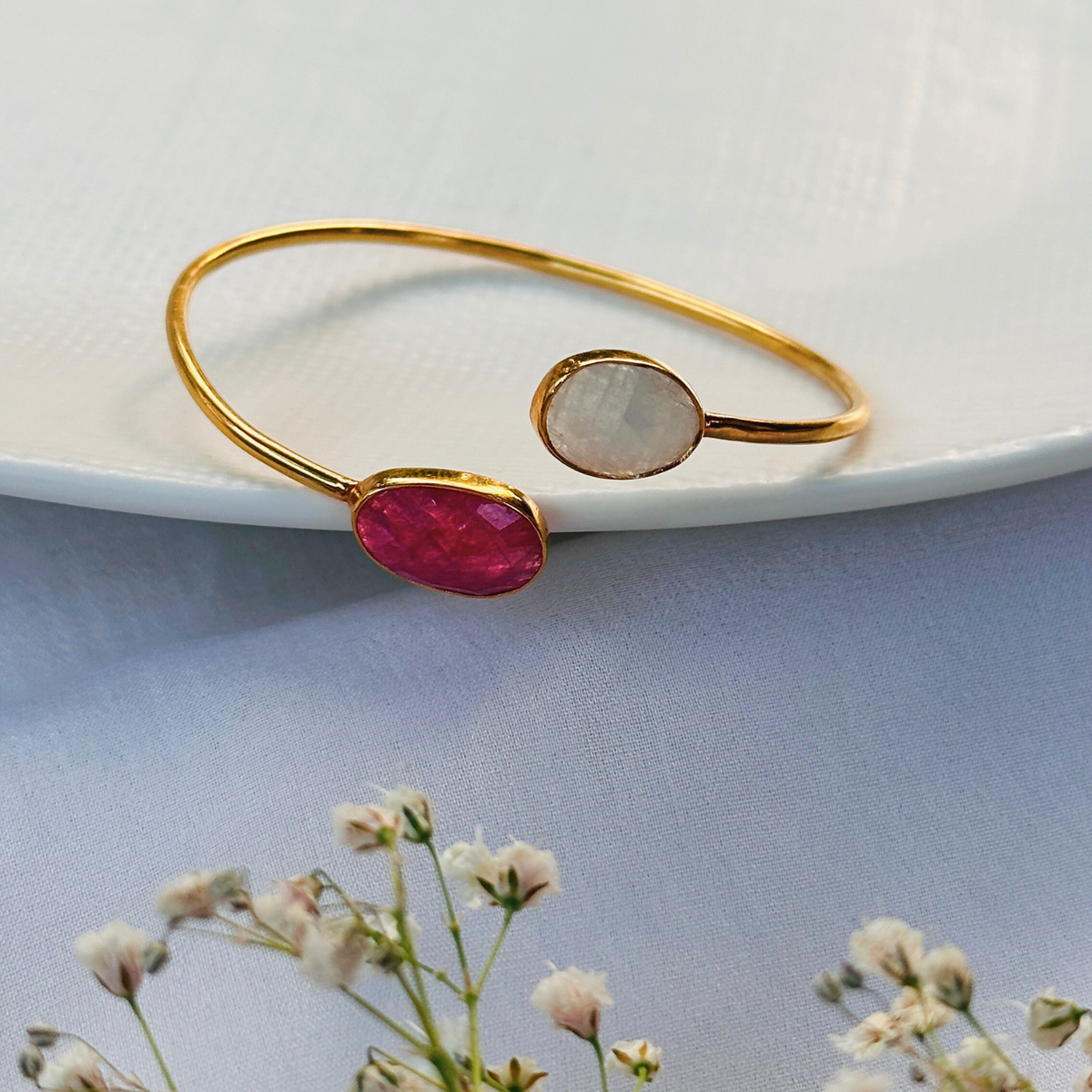 Siva Multi Stone 18K Gold Plated Bangle