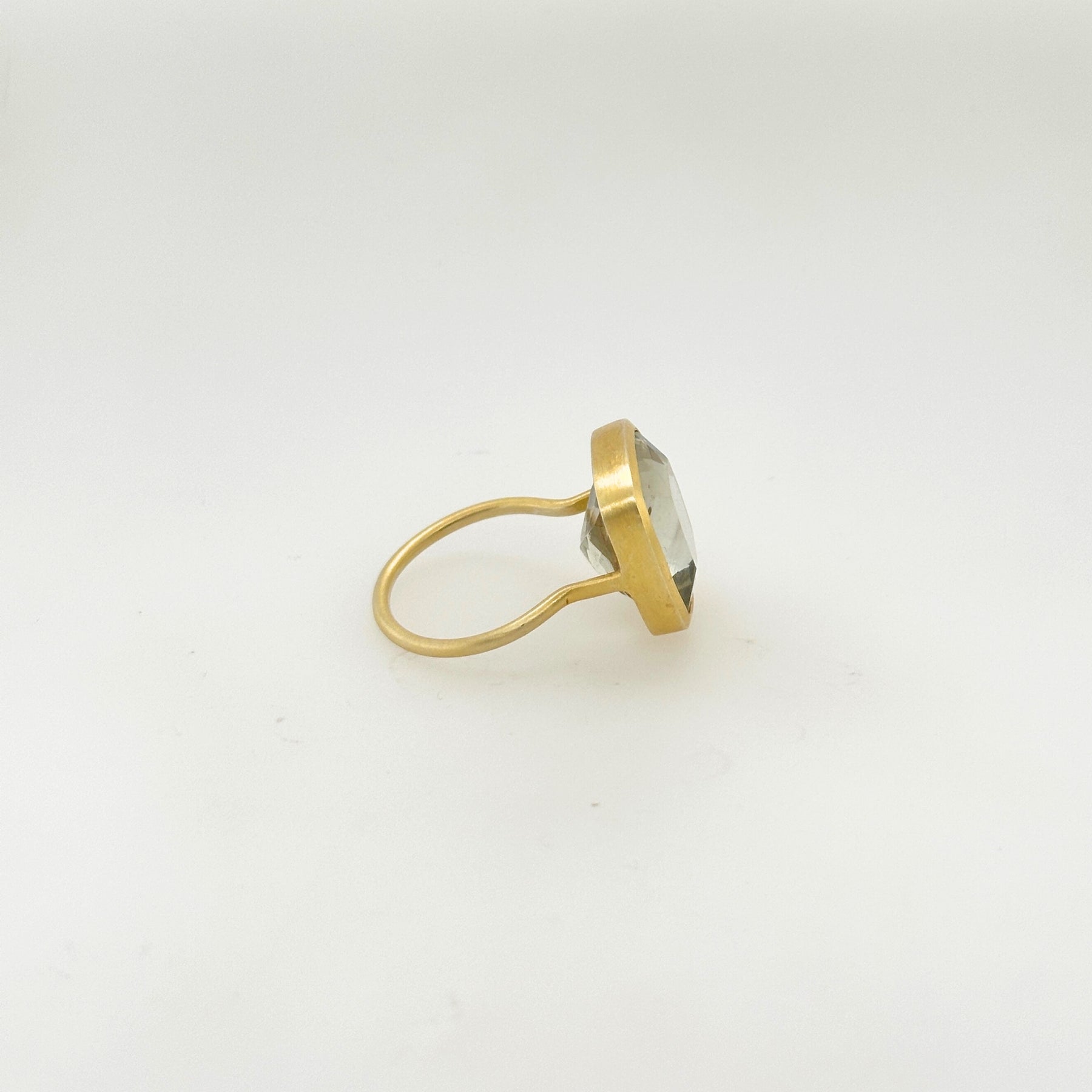 Quasar Green Amethyst Gold Plated Silver Ring