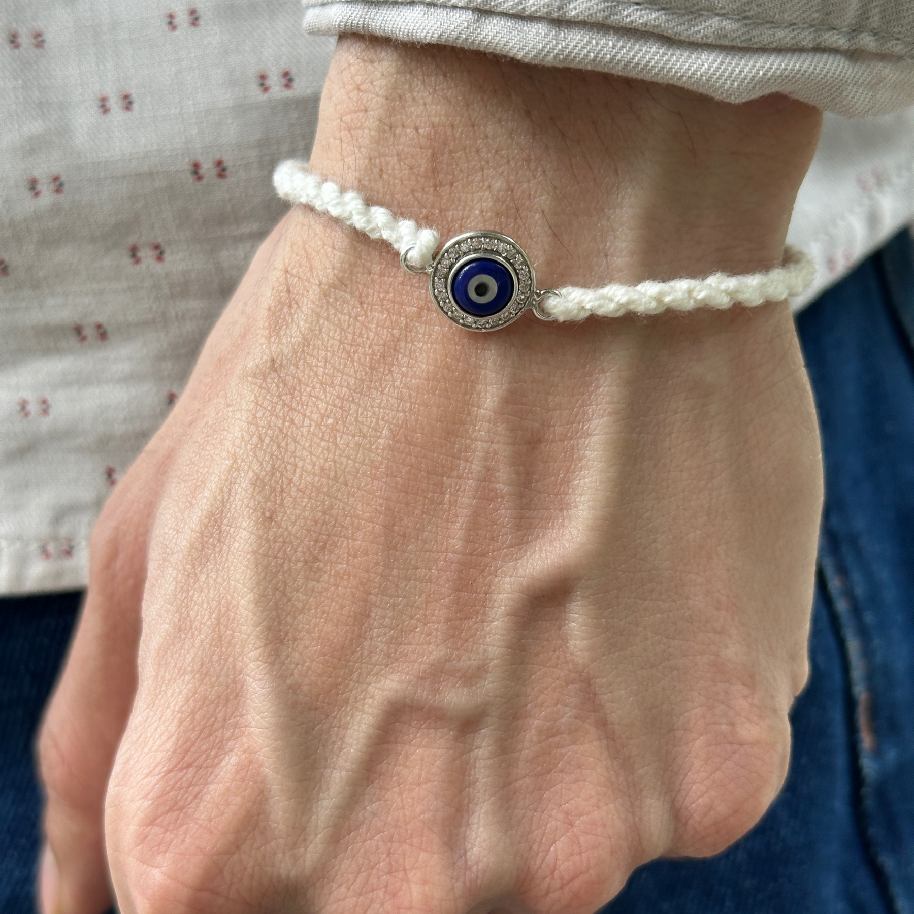 Evil Eye Silver Bracelet Rakhi