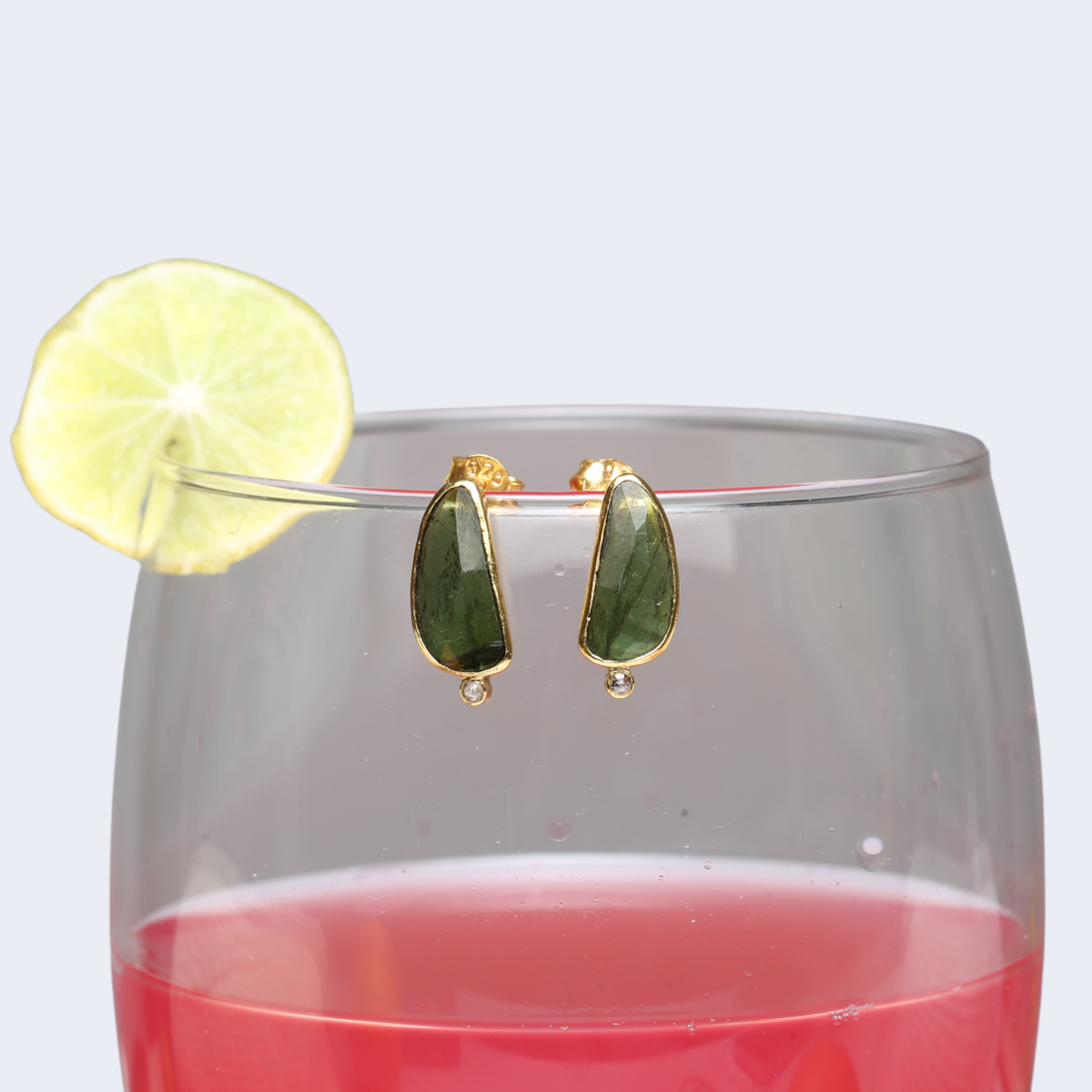 Klio Tourmaline & Diamond 18K Gold Plated Silver 925 Earrings