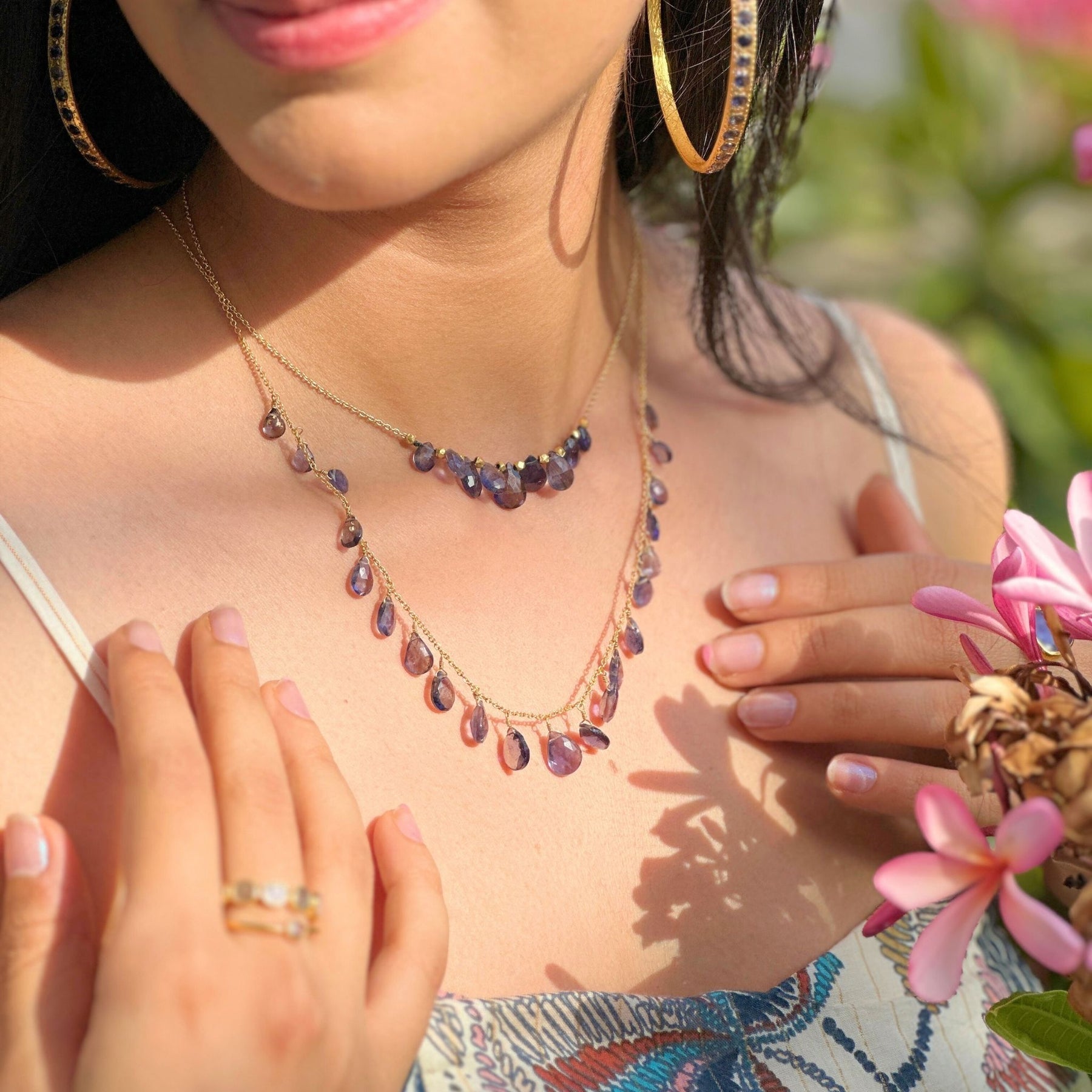 Freilo Iolite 18K Gold Plated Silver 925 Necklace