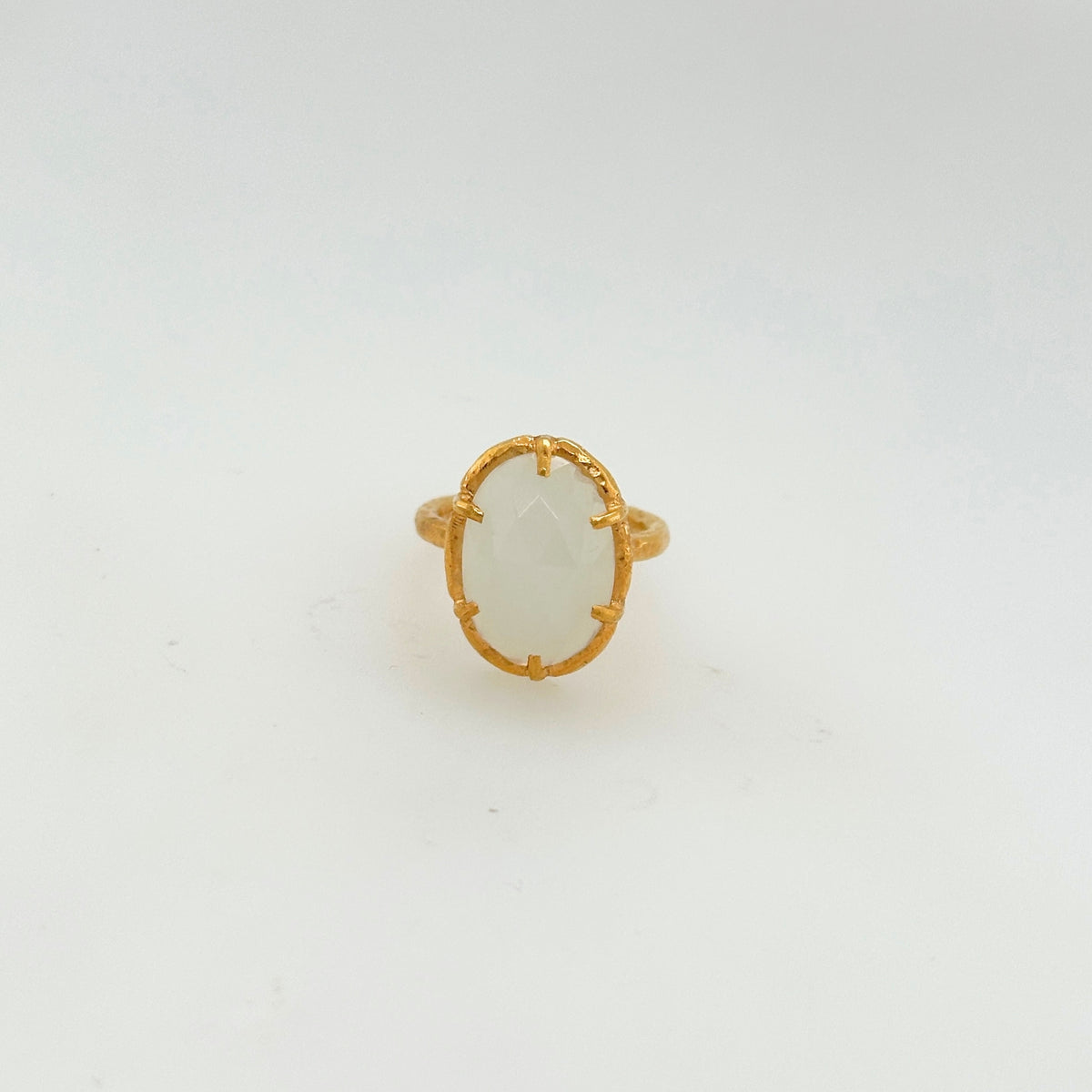 Fawn Moonstone Gold Plated Silver 925 Ring