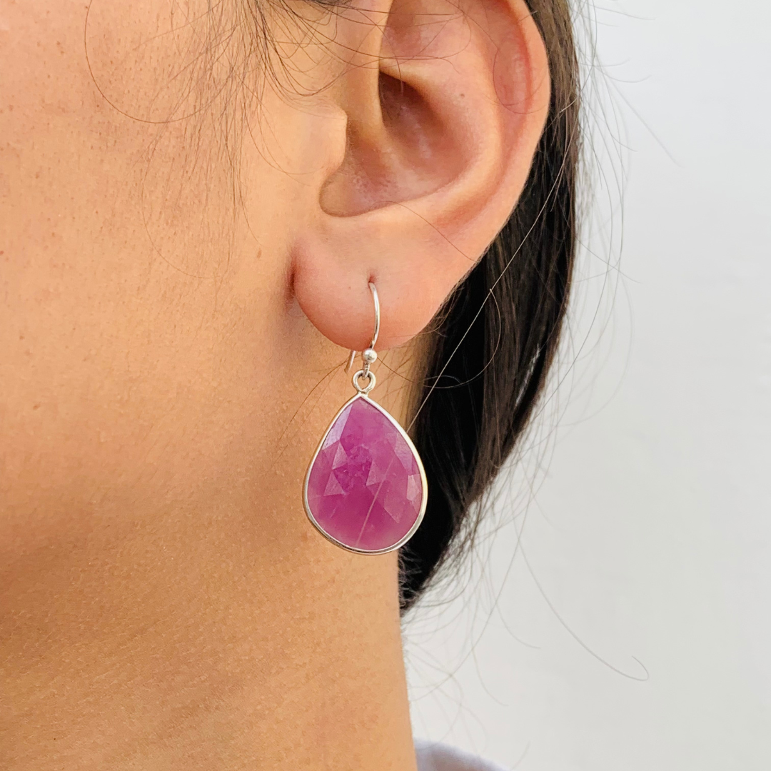 Perry Pear Ruby Silver 925 Earrings