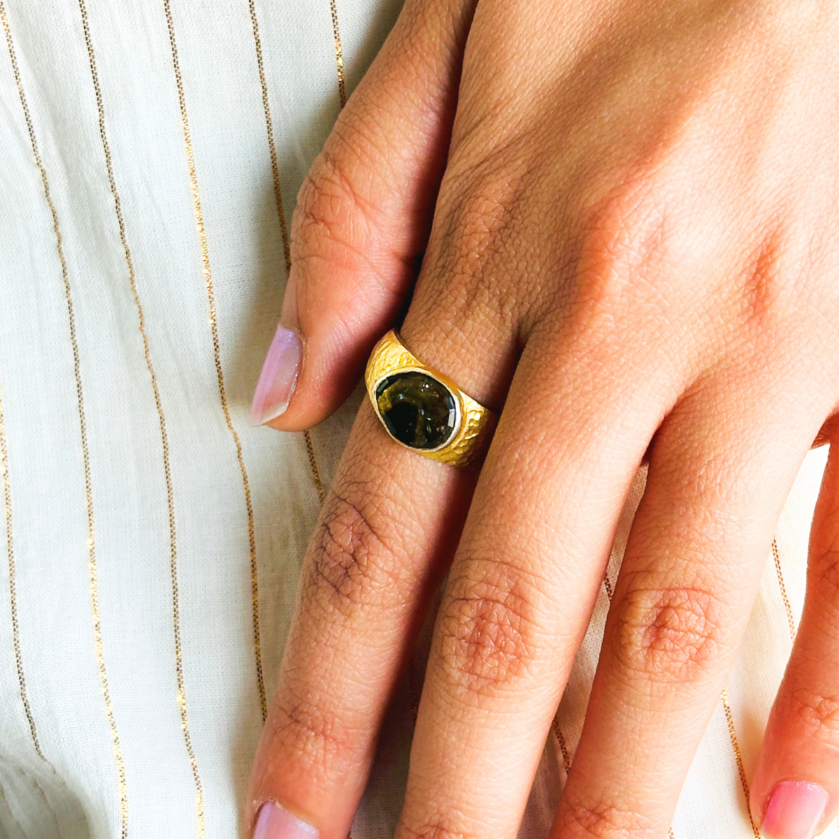 Rhapsody Tourmaline Gold Plated Silver 925 Ring