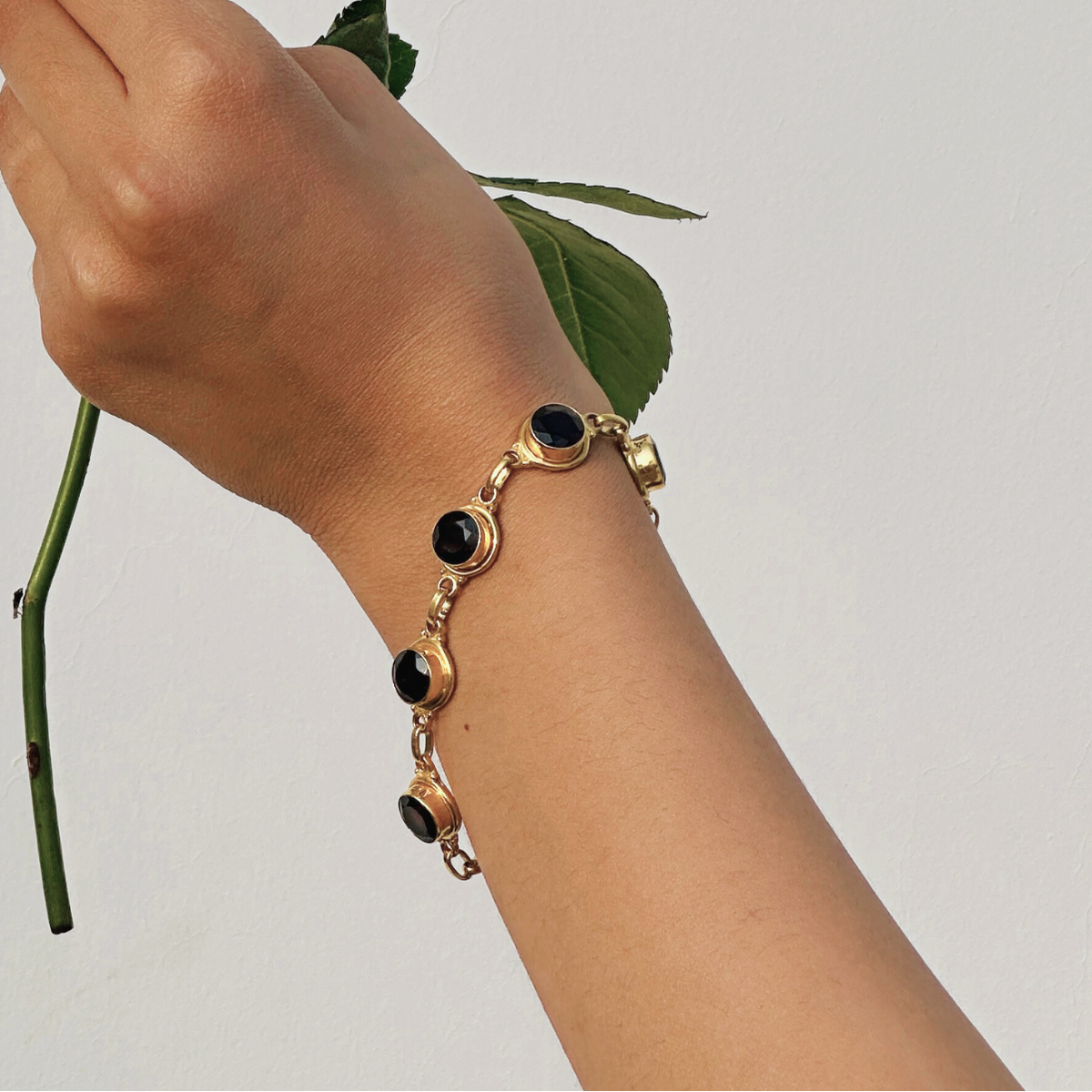 Kraya Garnet 18KT Gold Plated Silver Love Bracelet