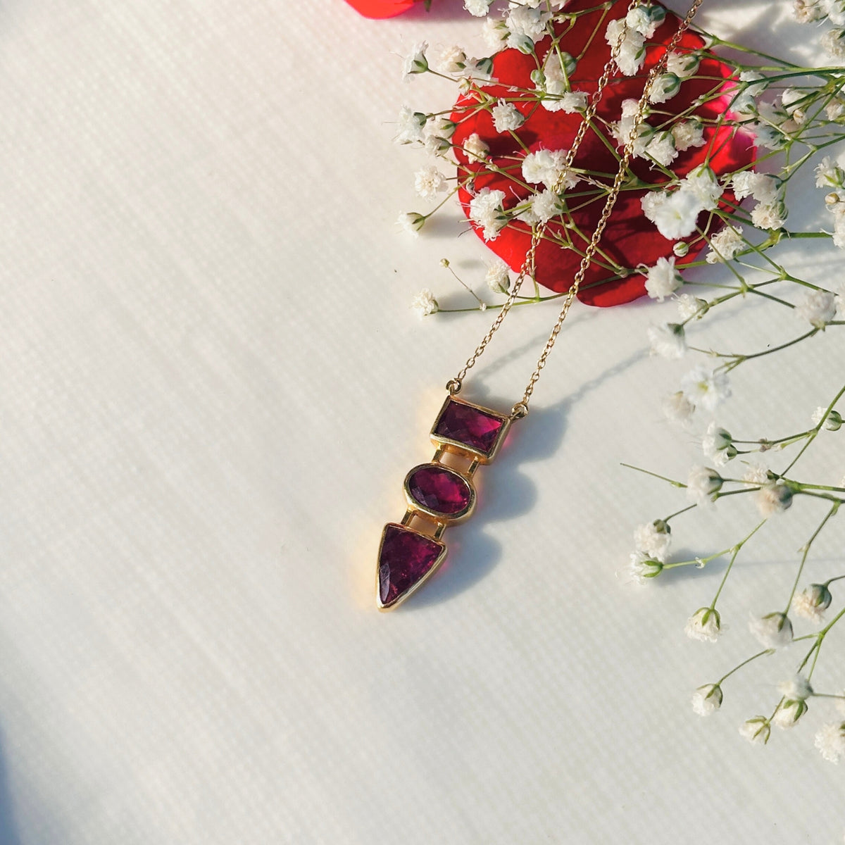 Zion Tourmaline 18K Gold Plated Silver 925 Love Necklace