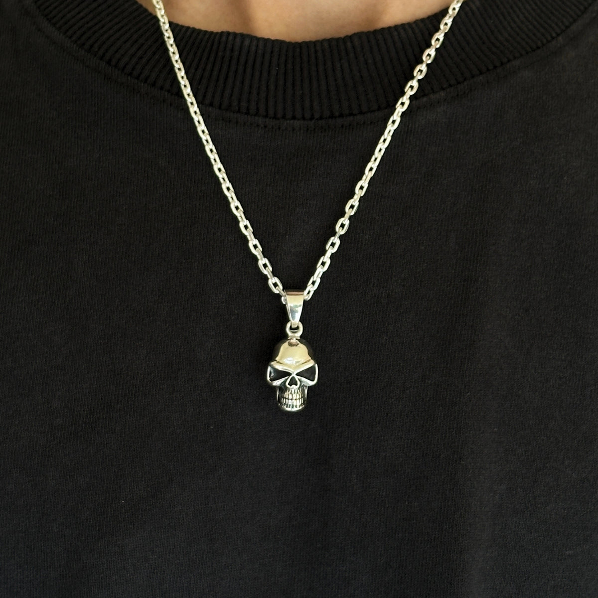 Skull face Silver 925 Men's Pendant