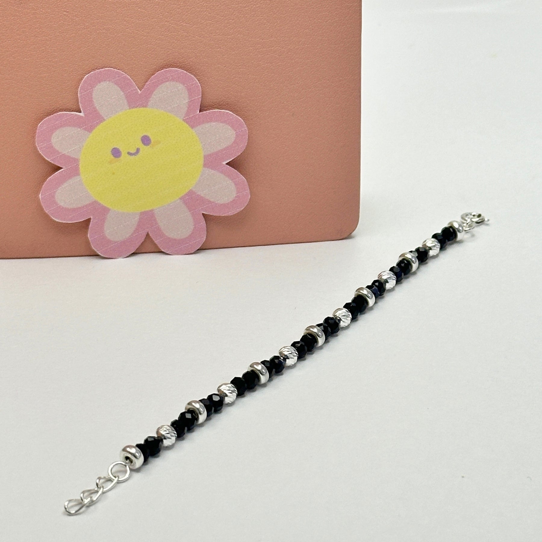 Beaded Silver 925 Kids Nazar Bracelet