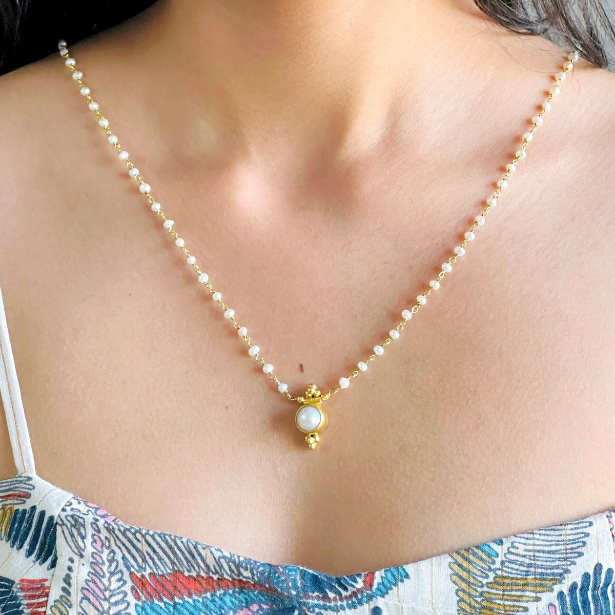 Smiggle Pearl 18K Gold Plated Silver 925 Necklace