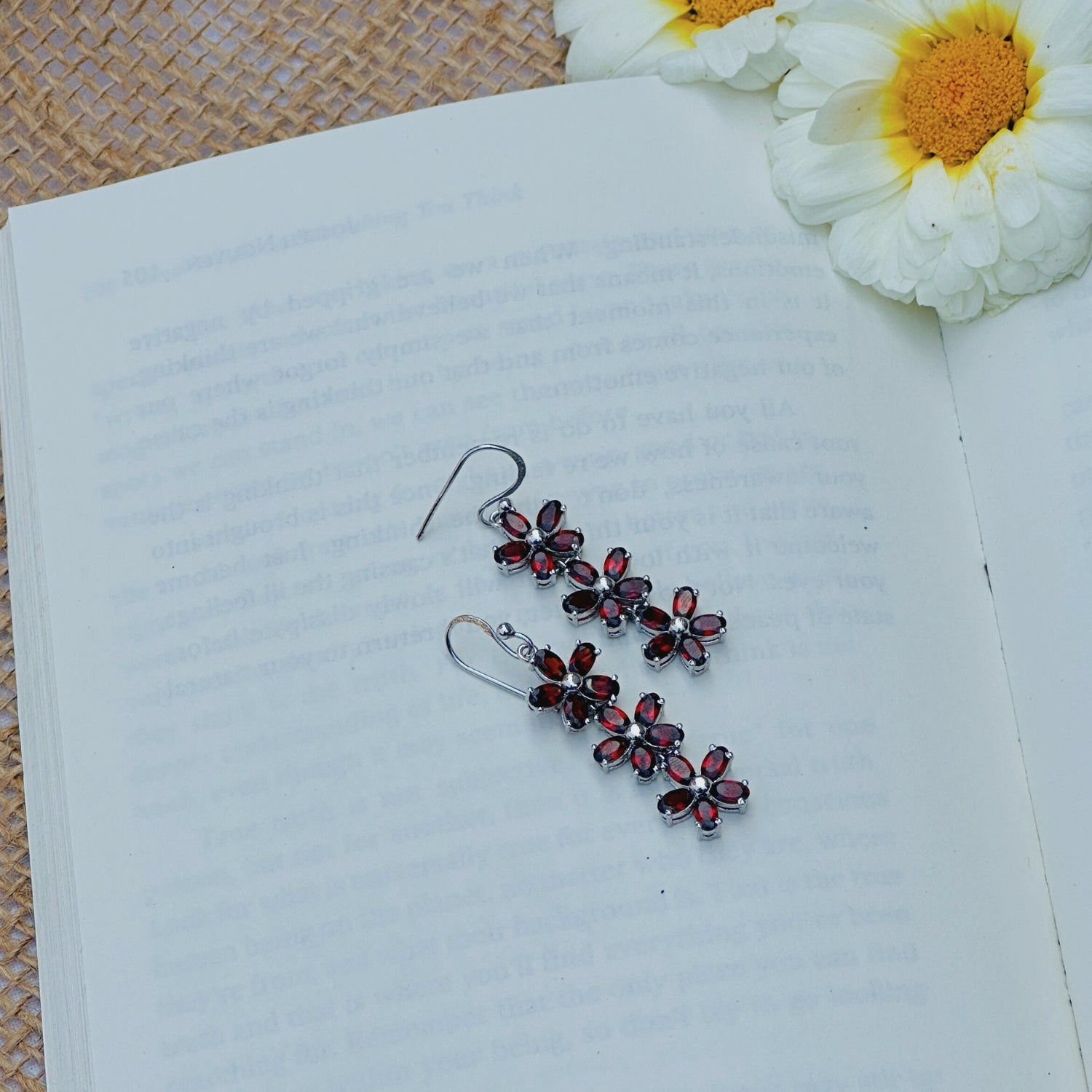 Frangipani Garnet, Citrine & Tourmaline Gemstone Silver 925 Earrings
