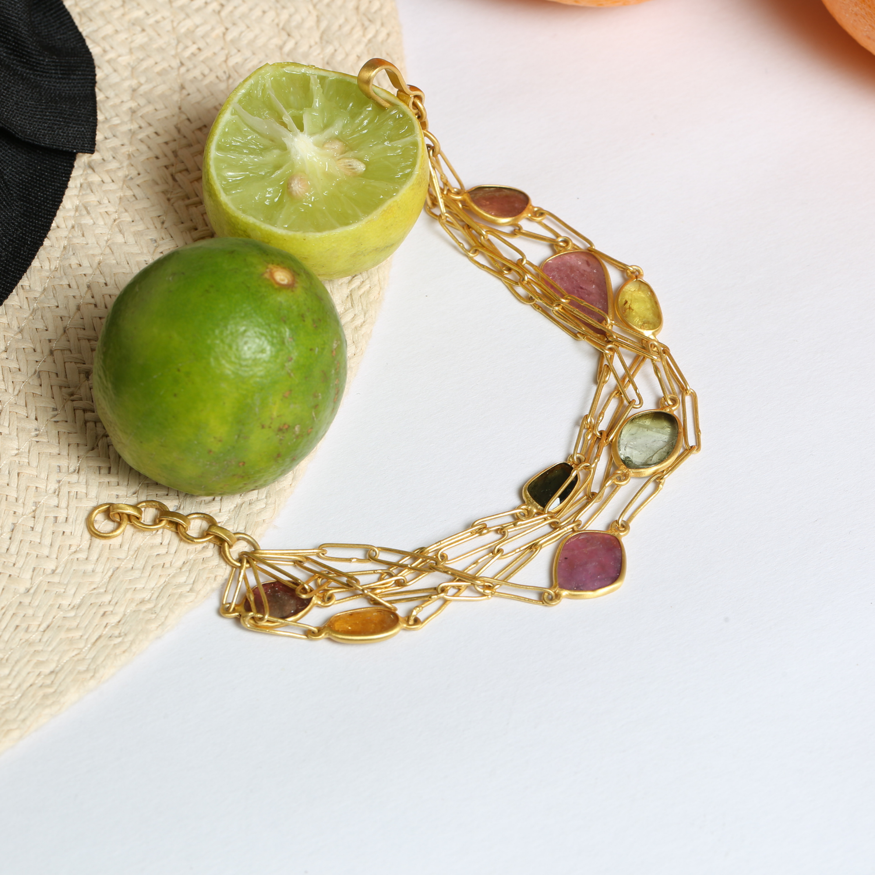 Titan 18K Gold Plated Silver 925 Tourmaline Layered Bracelet