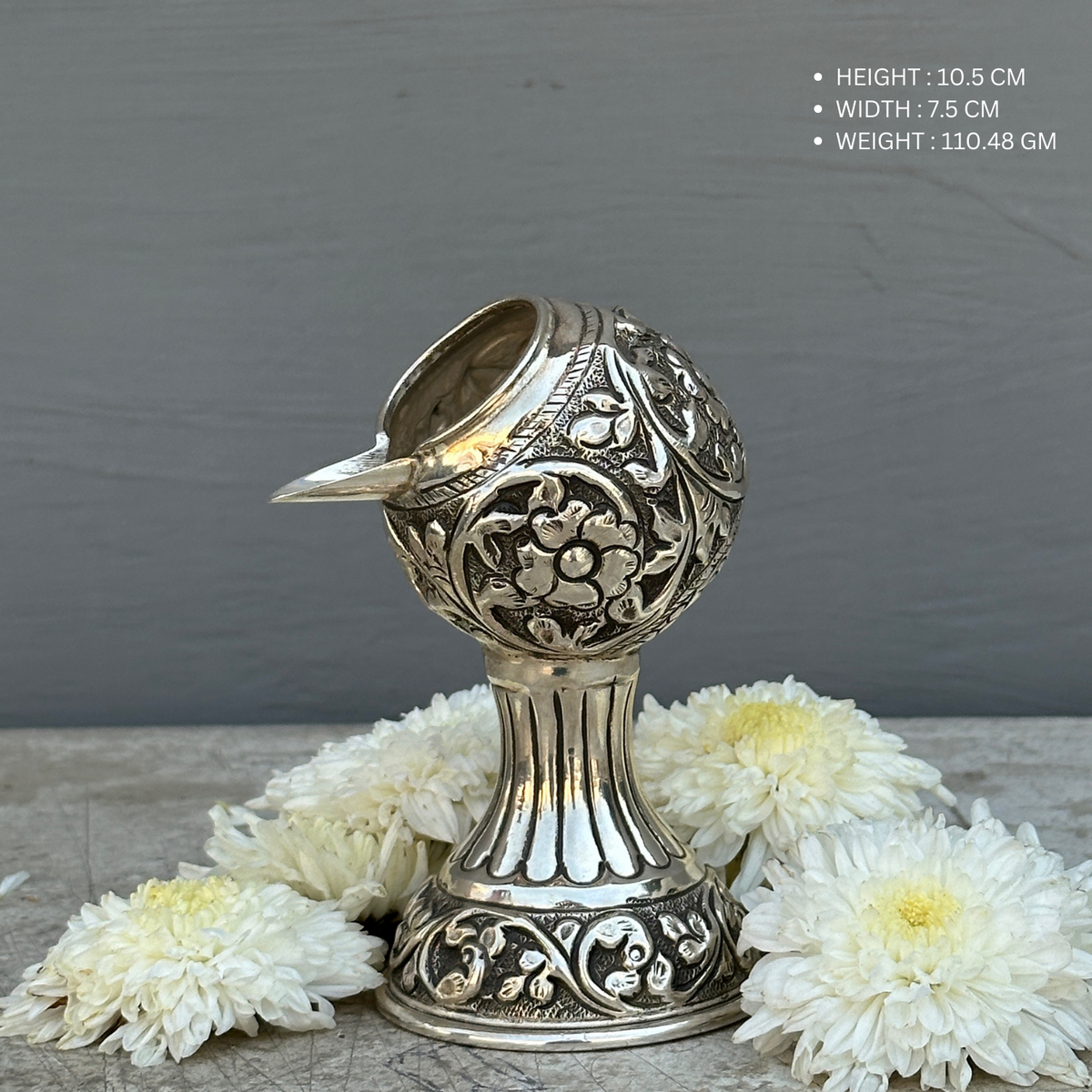 Antique Silver 925 floral pot ashtray