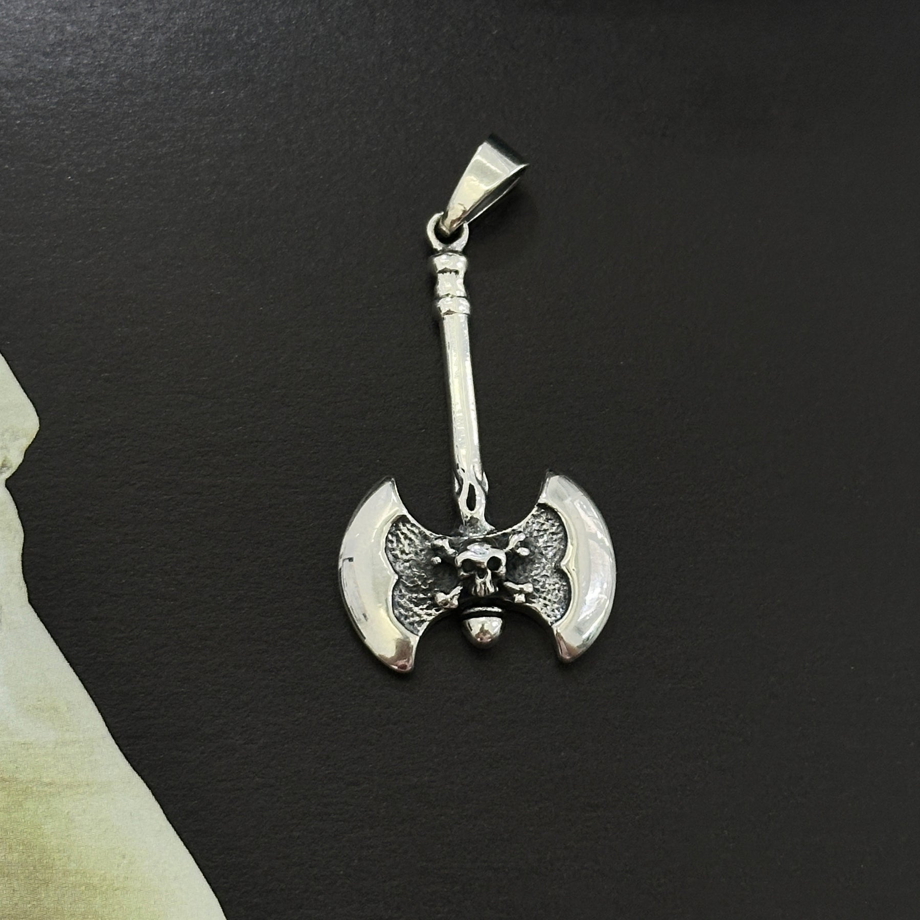 Viking Skull Axe Silver 925 Men's Pendant